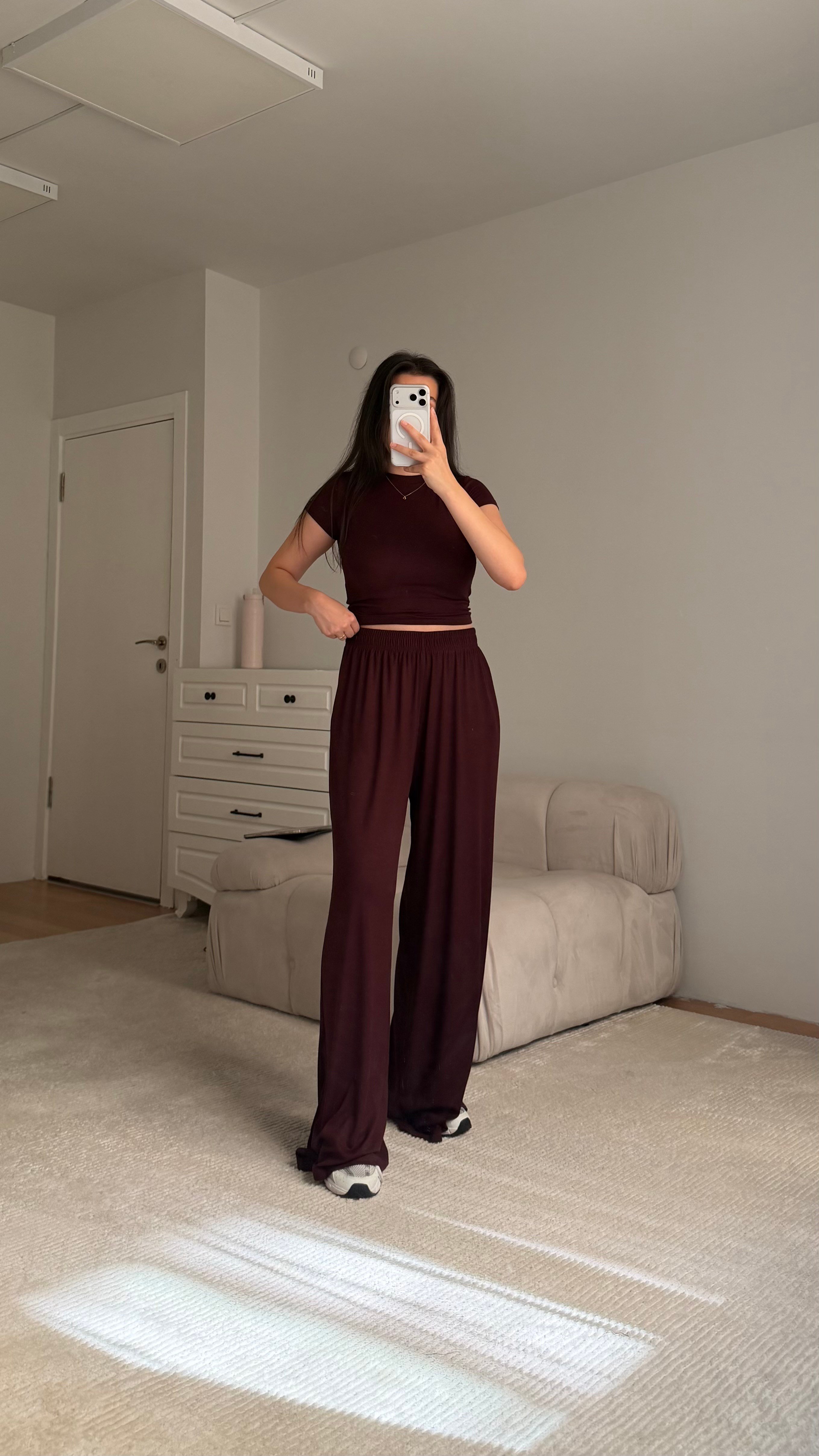 Bordo Pamuklu Penye 3'lü takım