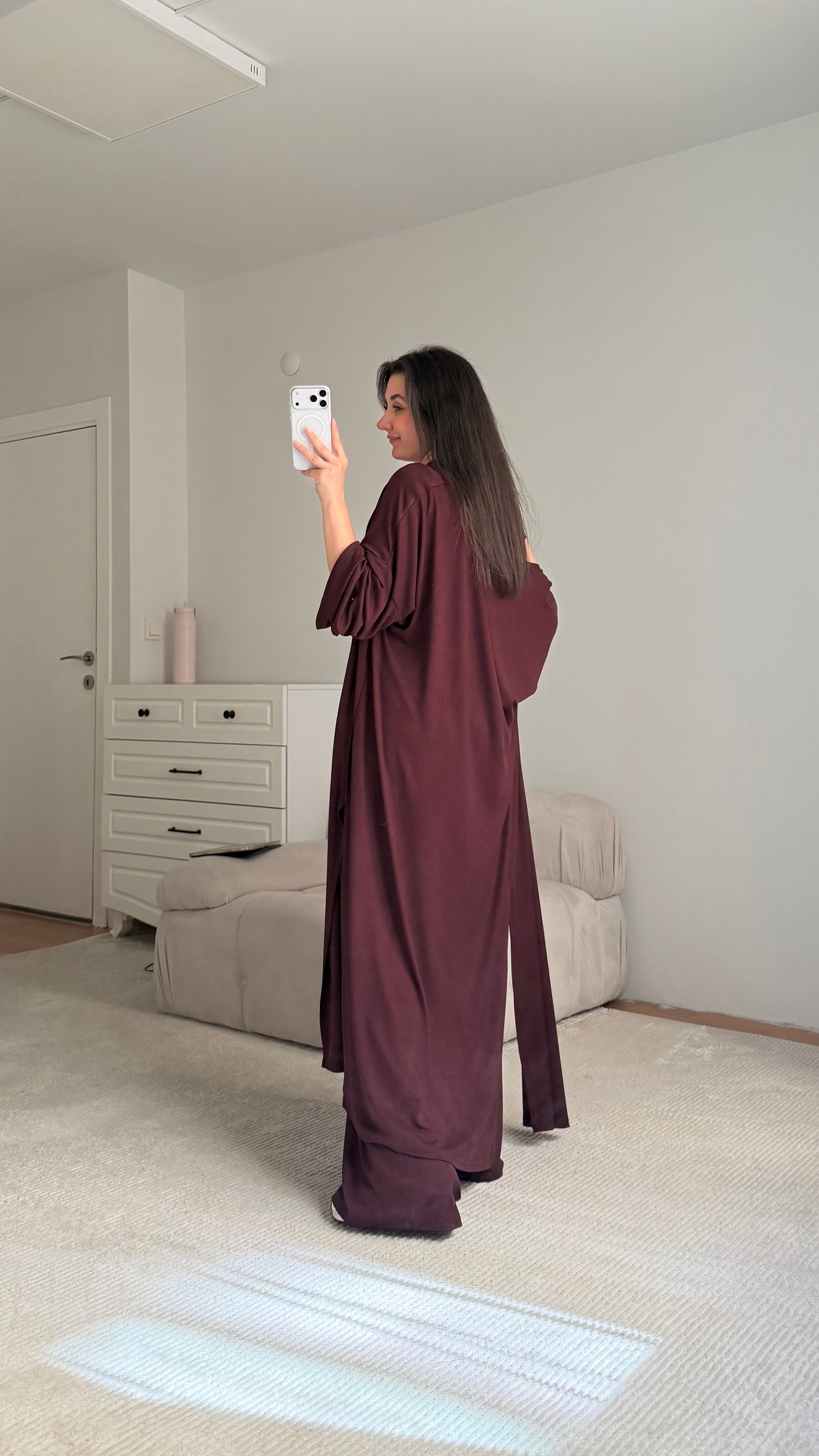 Bordo Pamuklu Penye 3'lü takım