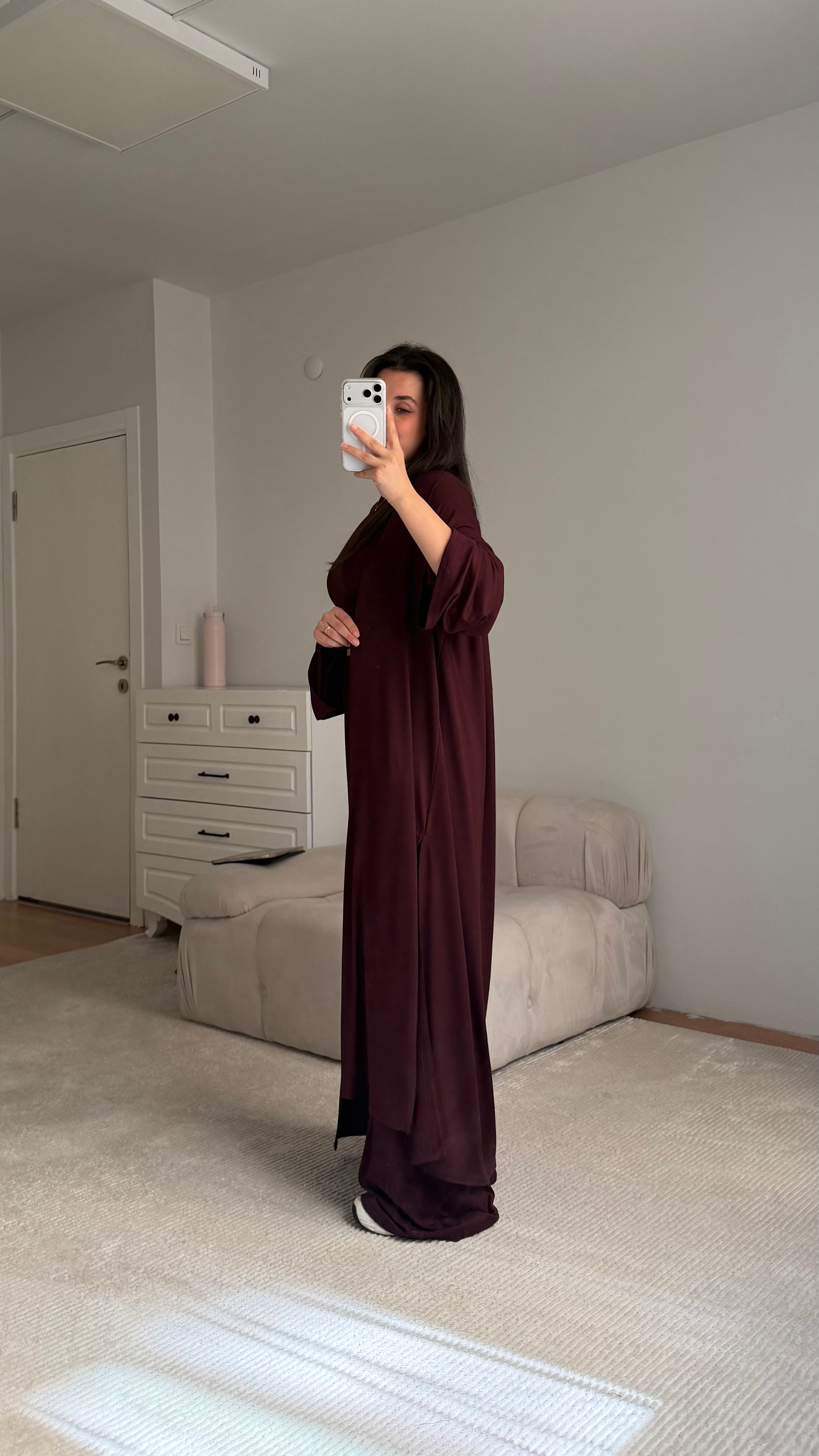 Bordo Pamuklu Penye 3'lü takım