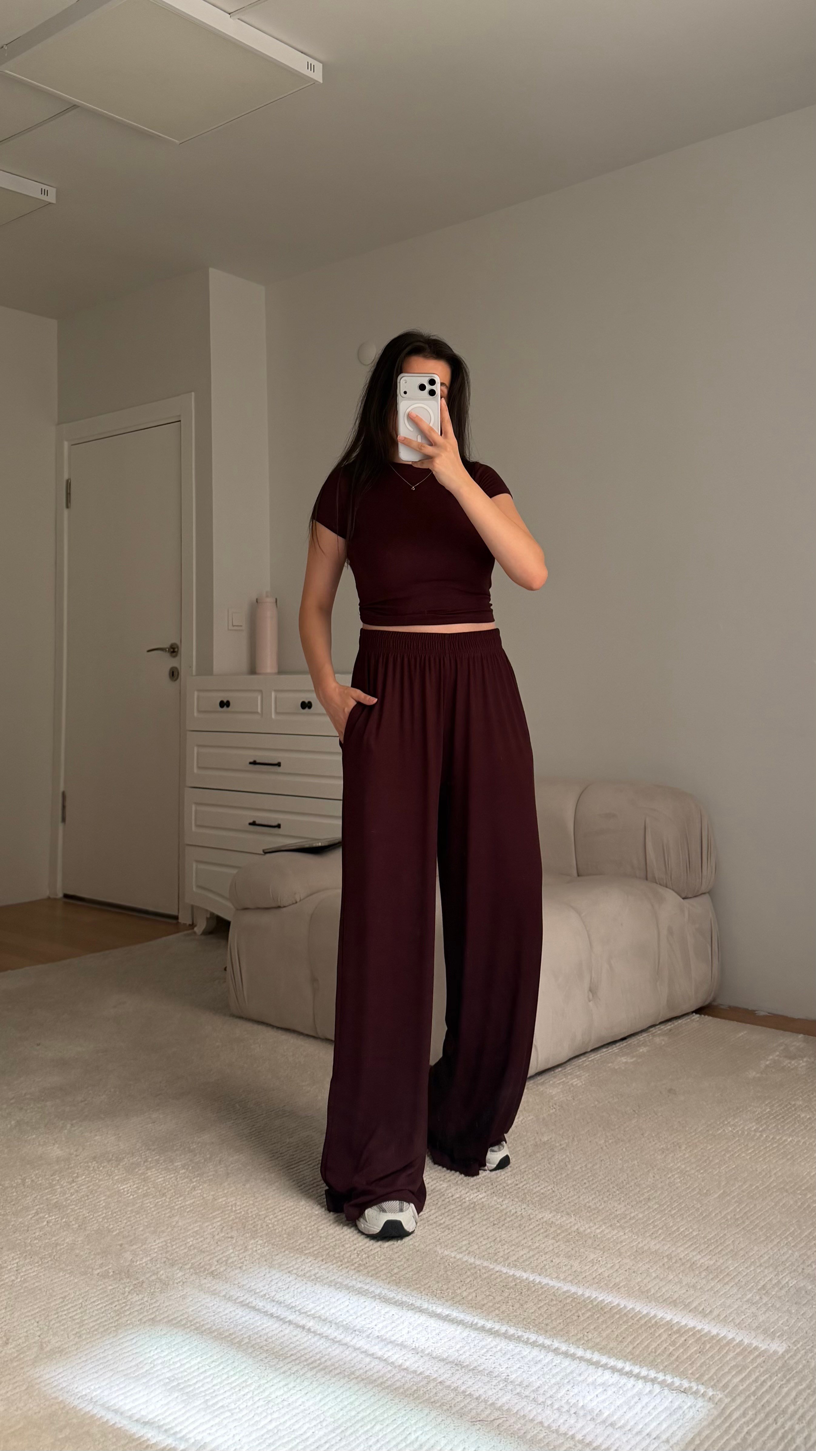 Bordo Pamuklu Penye 3'lü takım