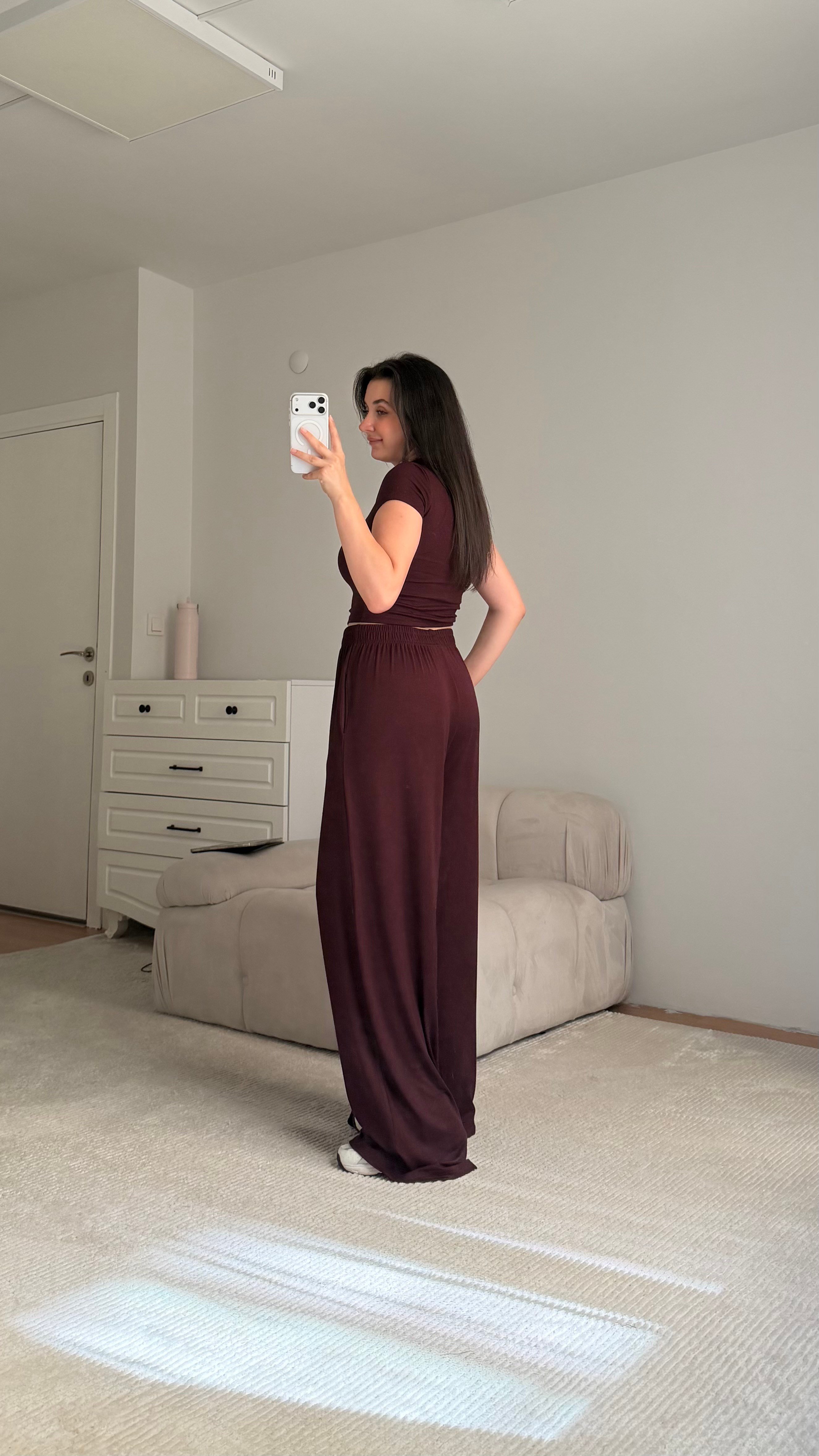 Bordo Pamuklu Penye 3'lü takım