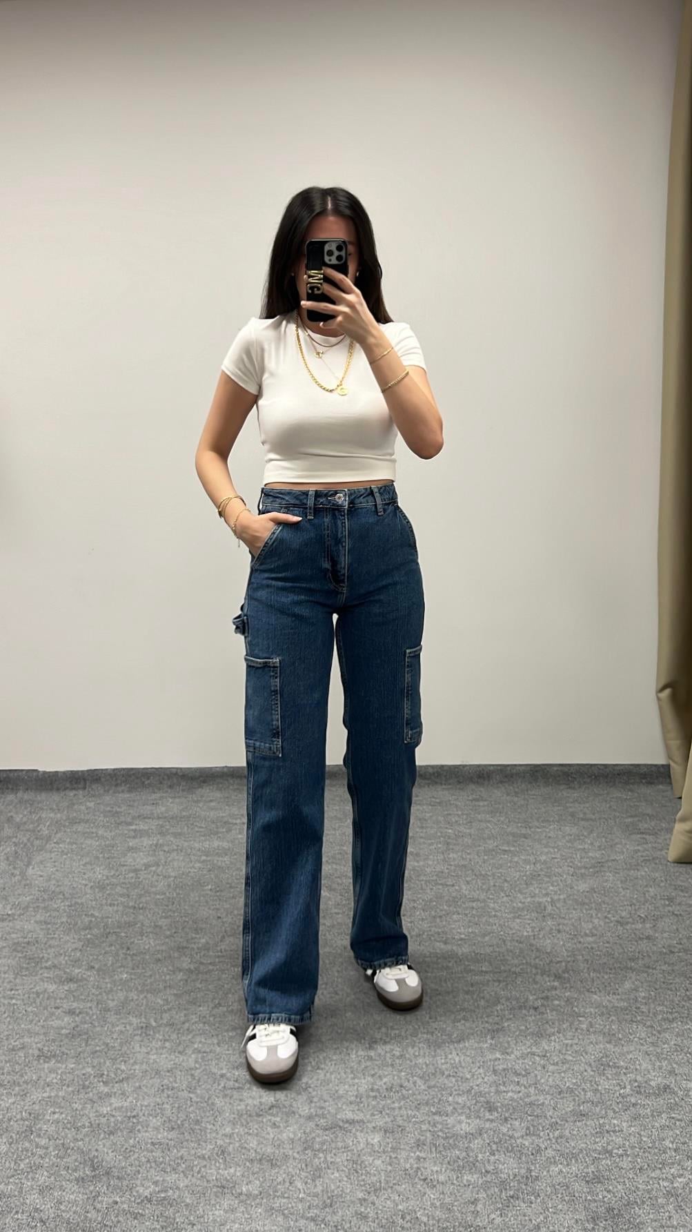 CANS MAVİ KARGO JEAN