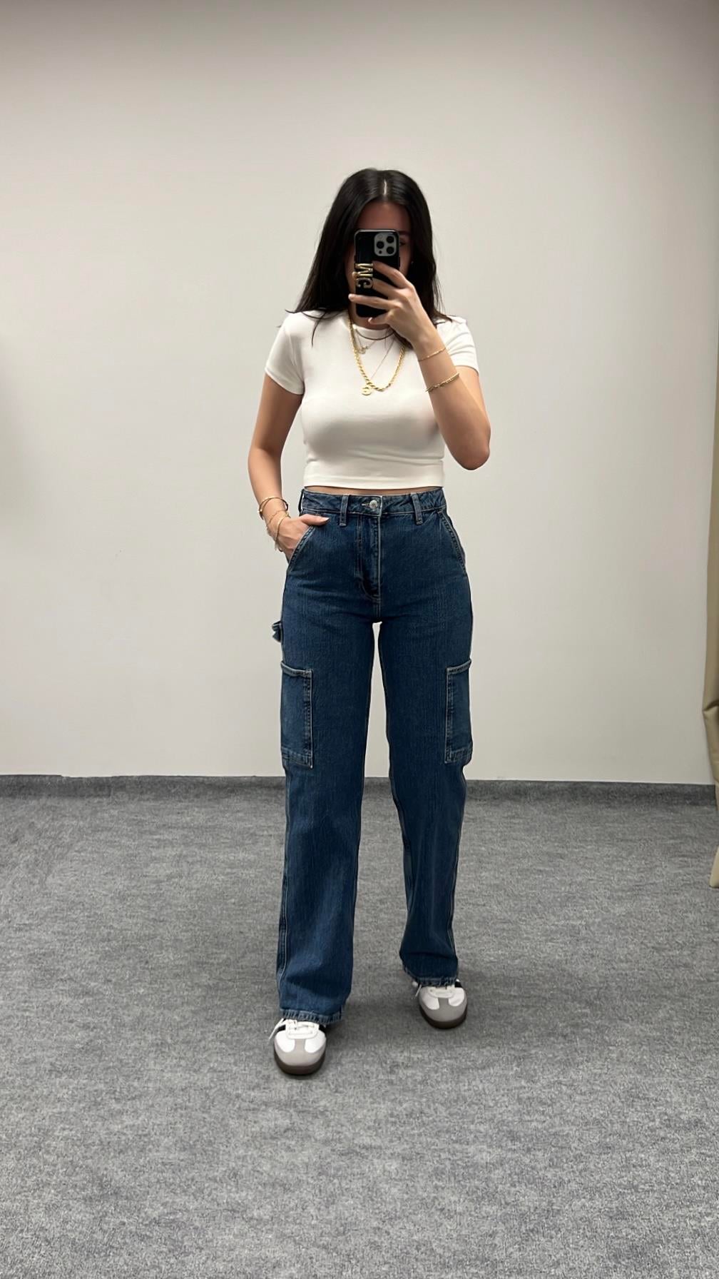 CANS MAVİ KARGO JEAN