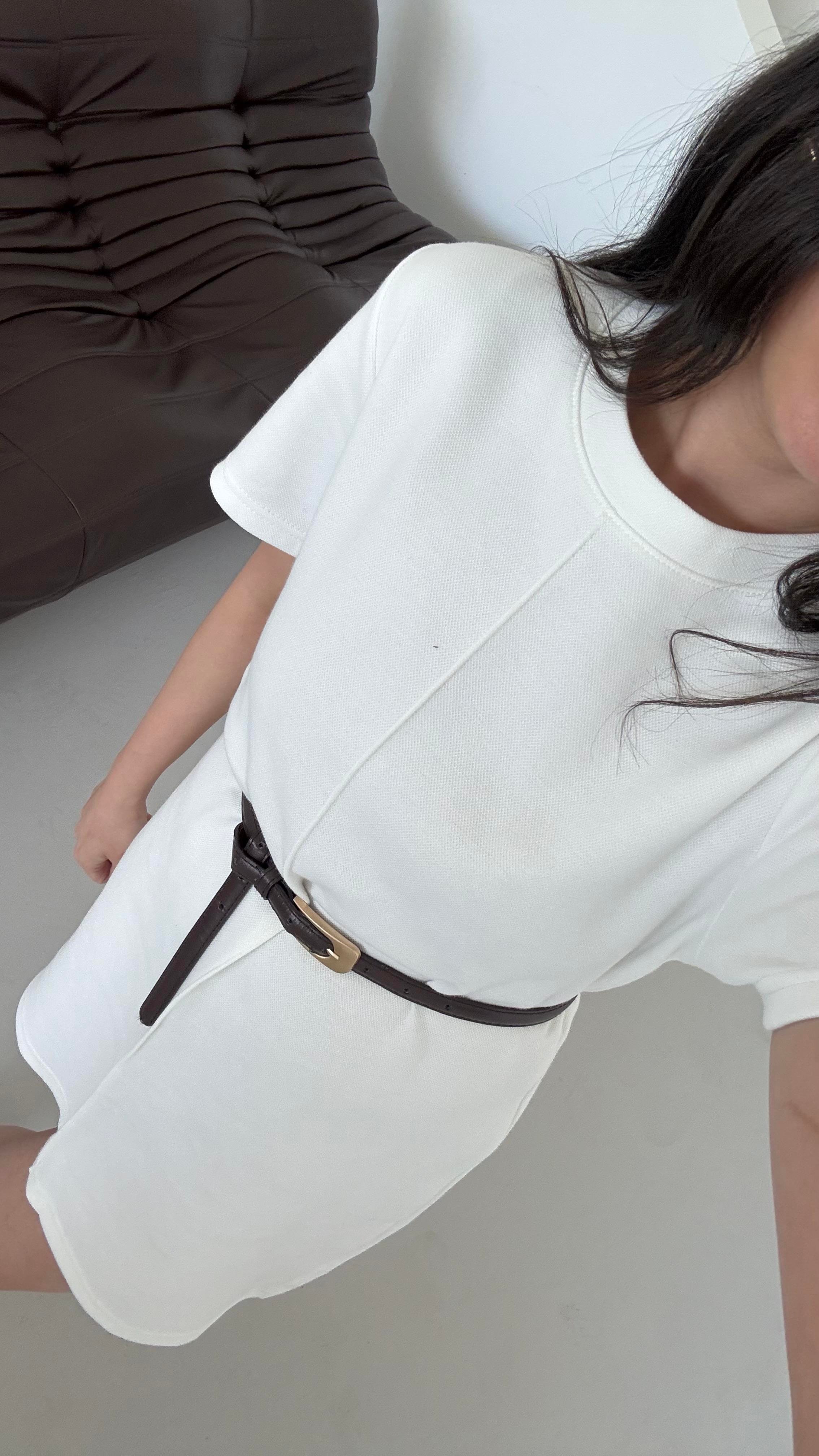 Cas Beyaz Dokulu Basıc Elbise