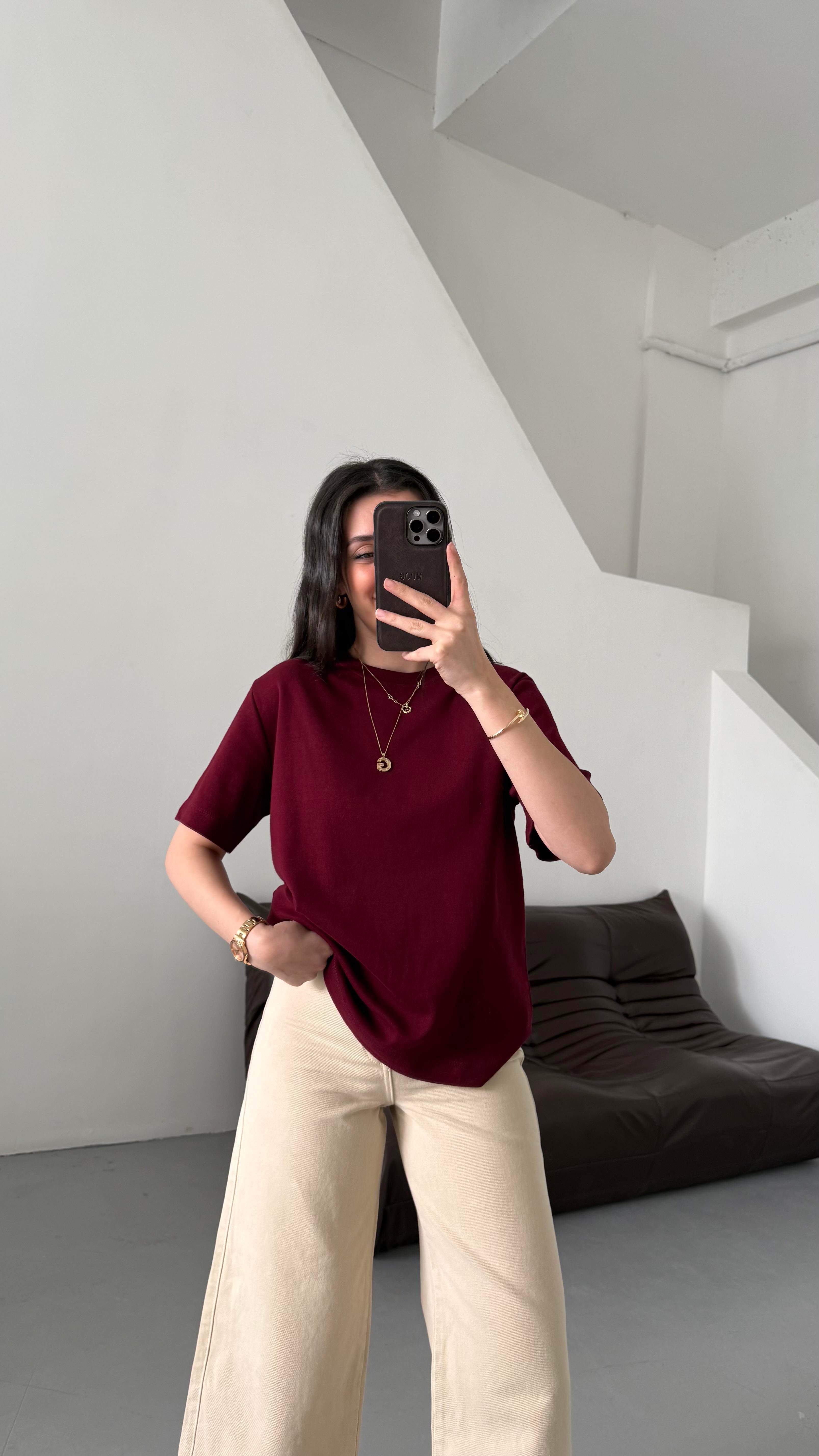 Cas Bordo Basıc Tişört