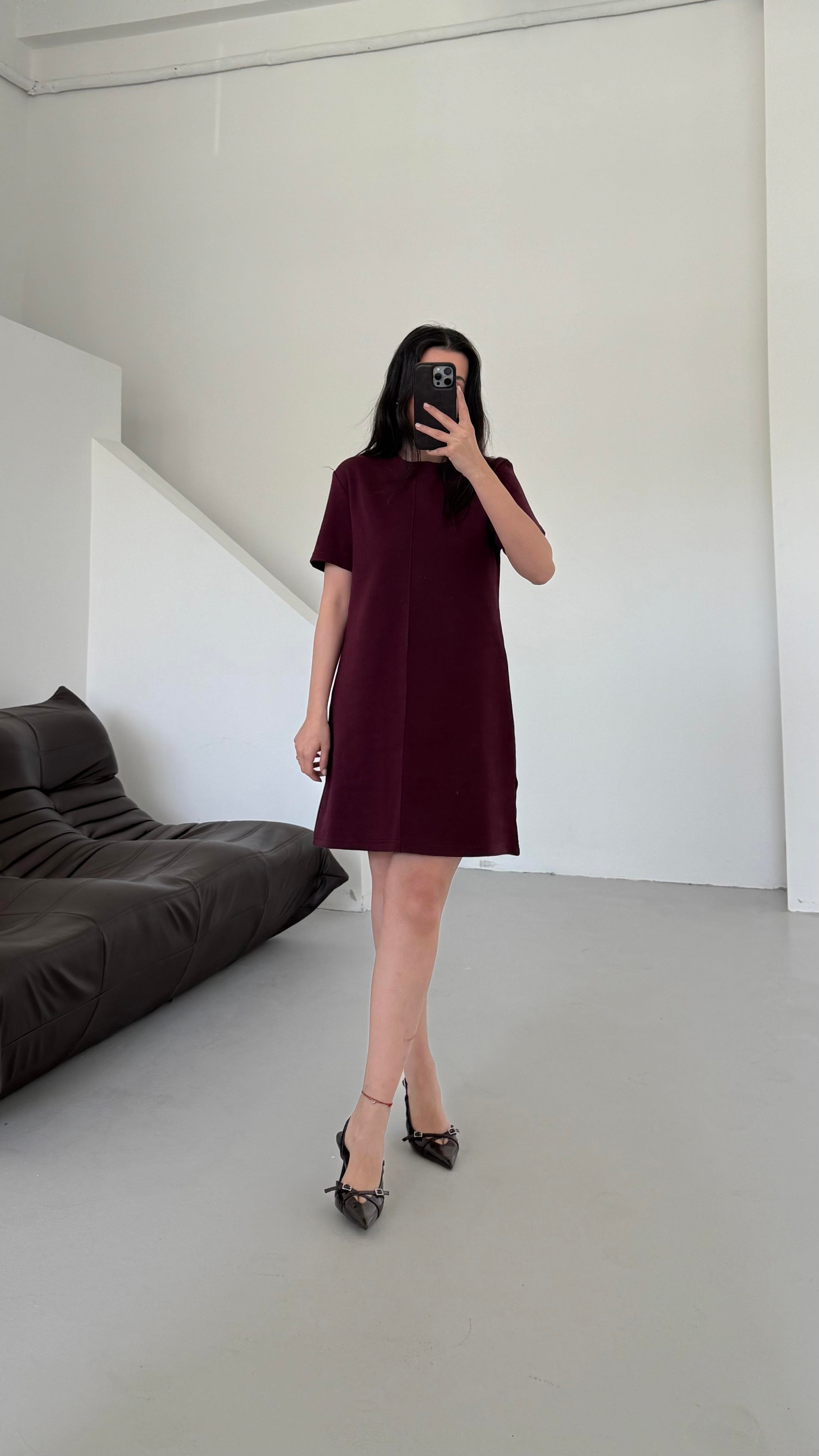 Cas Mürdüm Dokulu Basıc Elbise