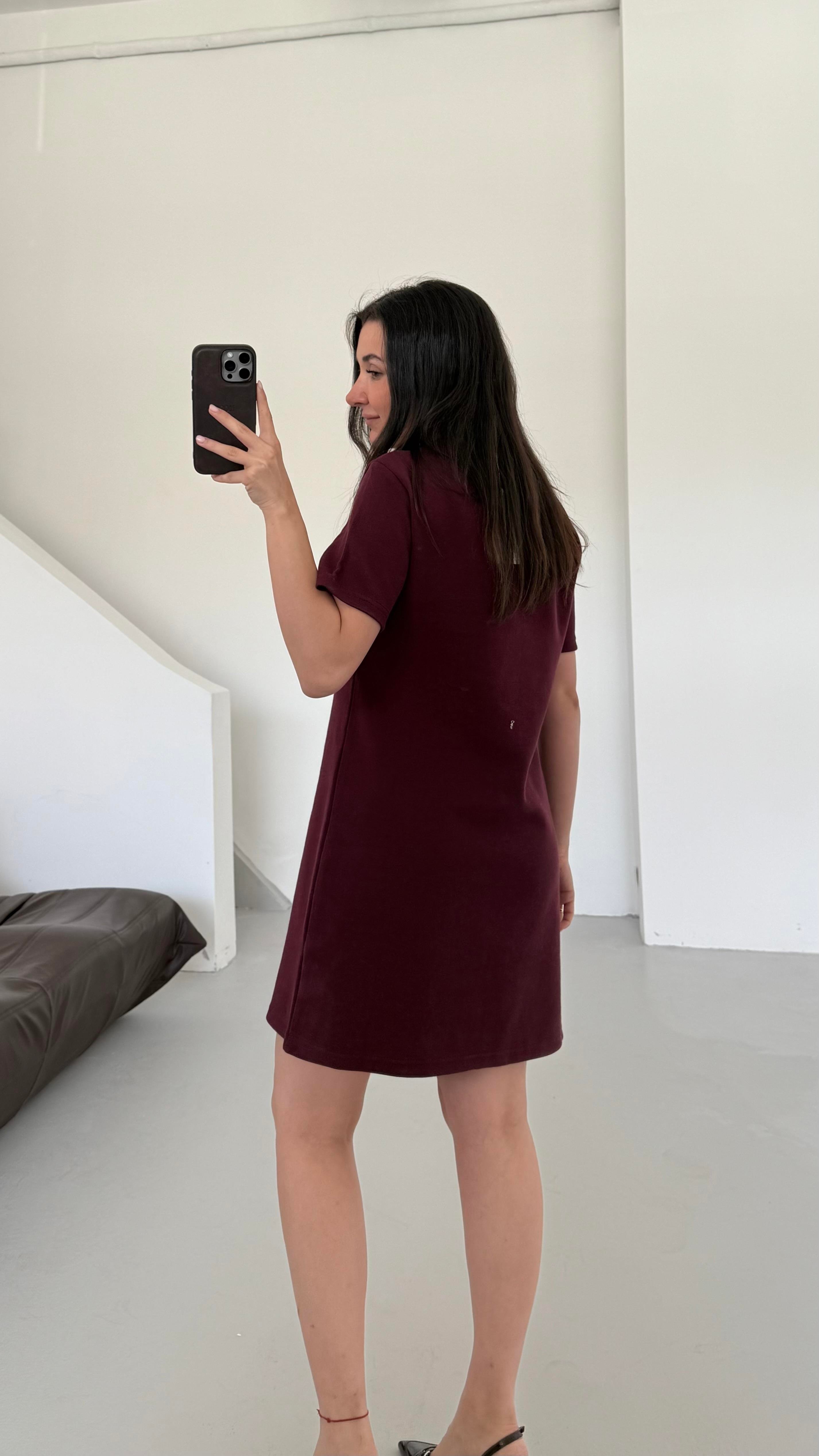 Cas Mürdüm Dokulu Basıc Elbise