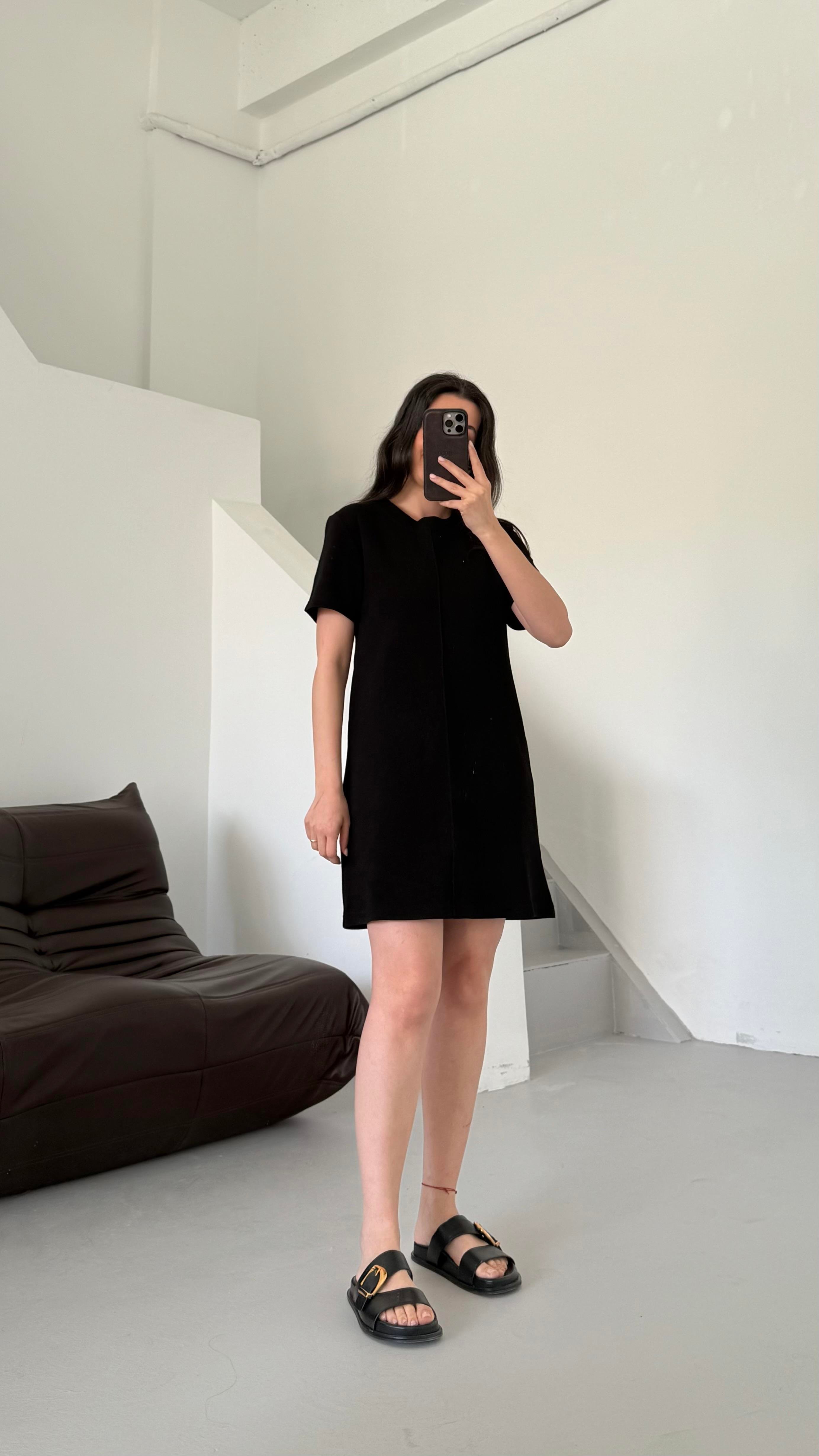 Cas Siyah Dokulu Basıc Elbise 