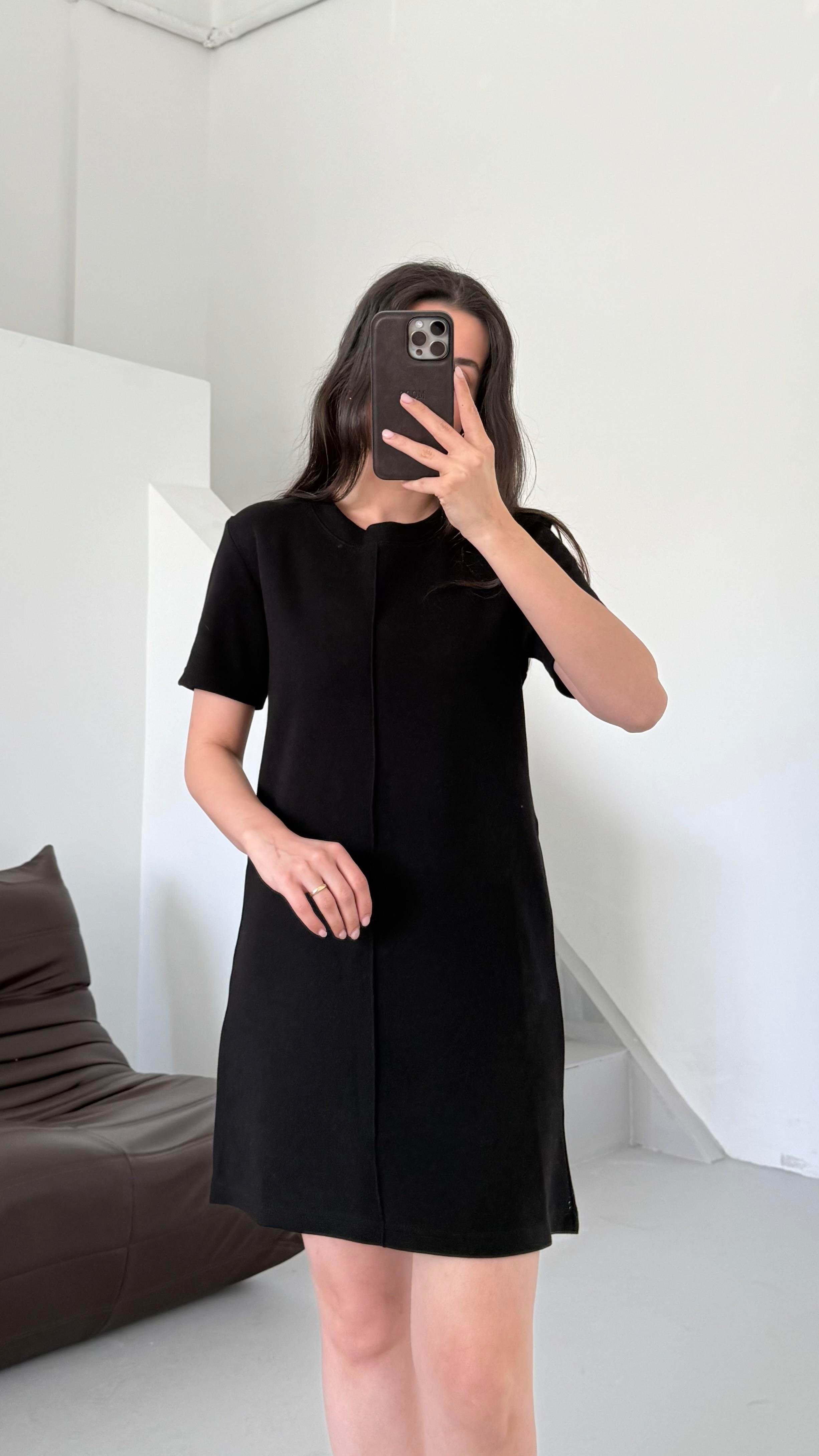 Cas Siyah Dokulu Basıc Elbise 