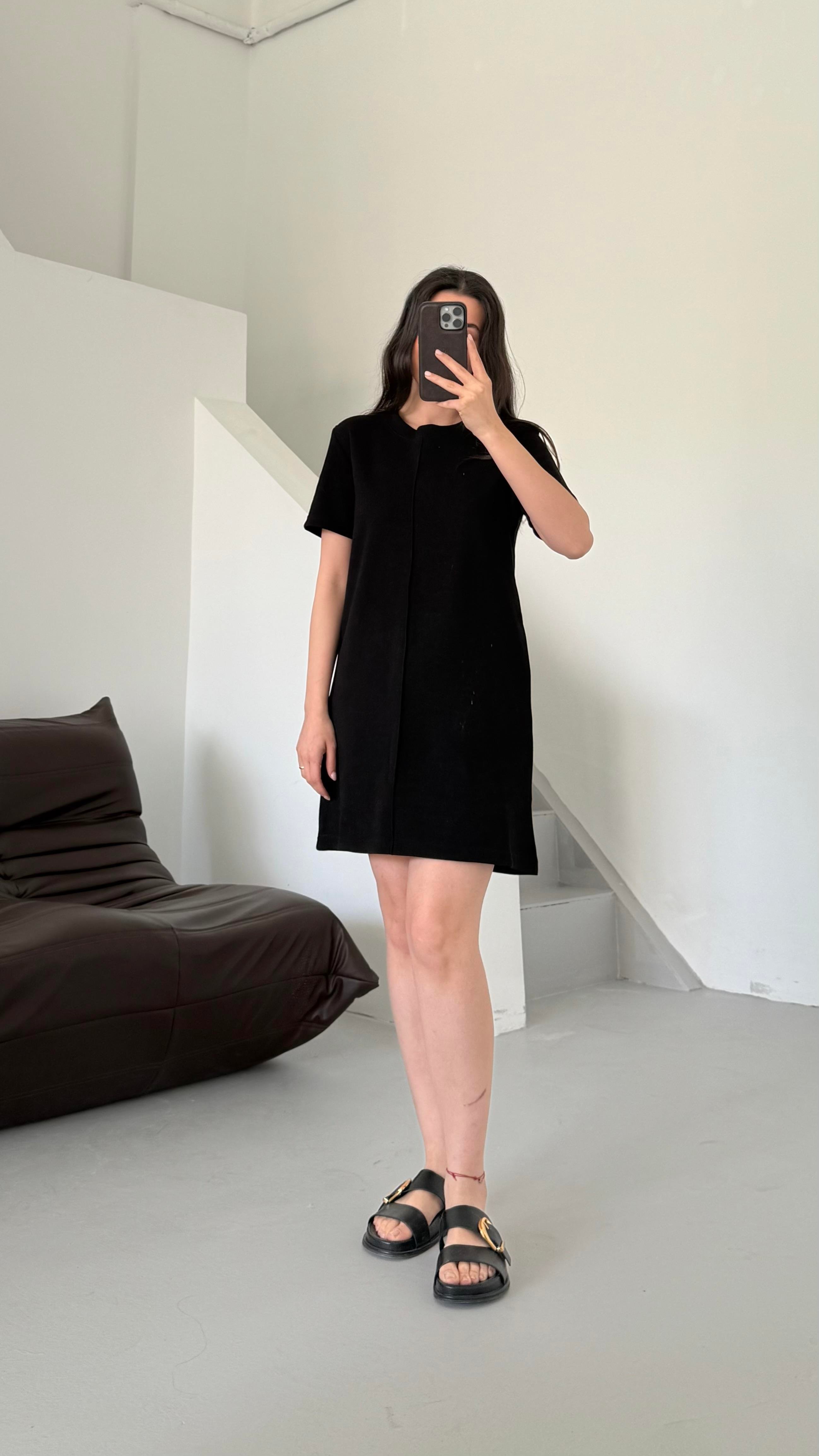 Cas Siyah Dokulu Basıc Elbise 