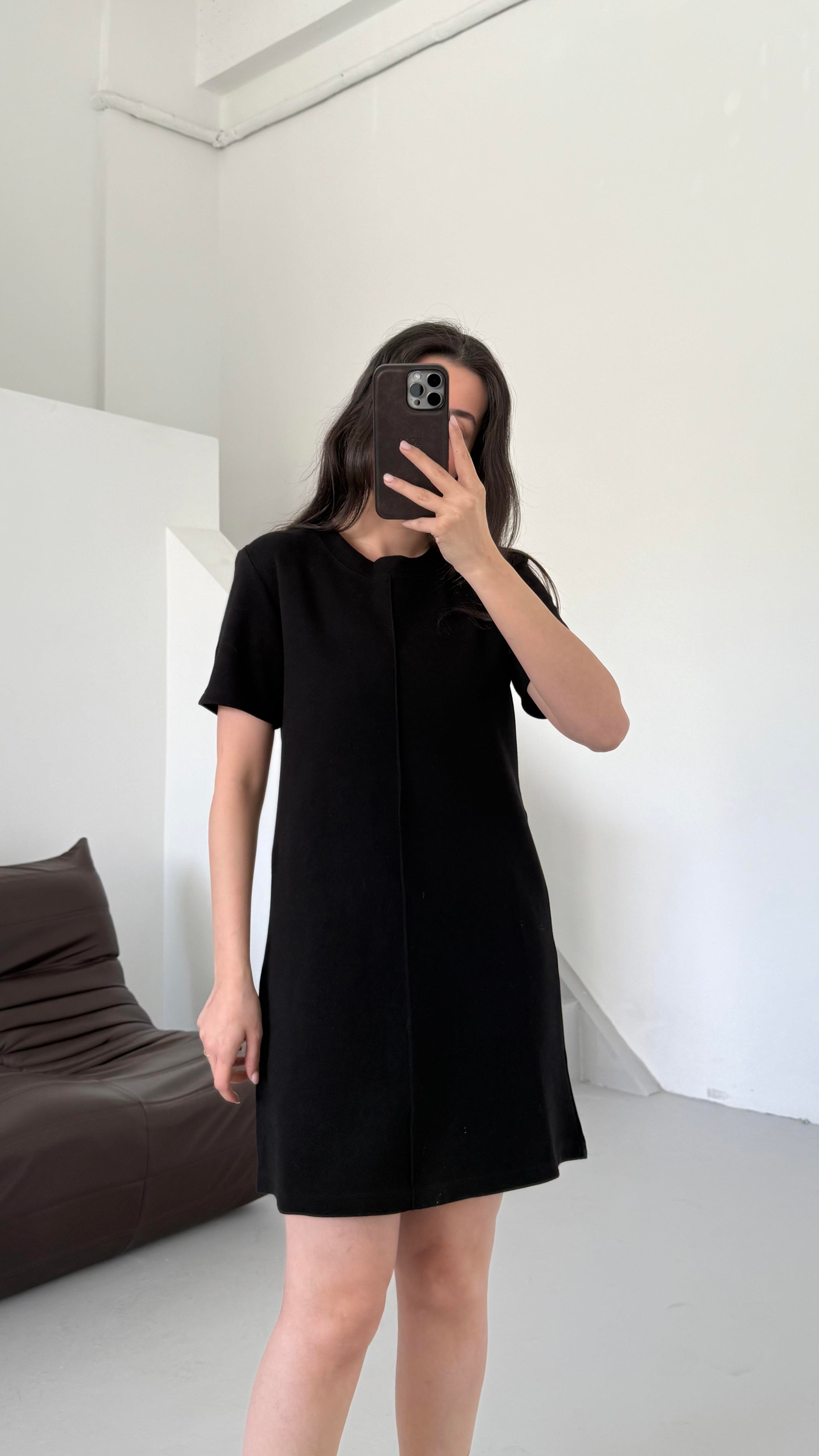 Cas Siyah Dokulu Basıc Elbise 