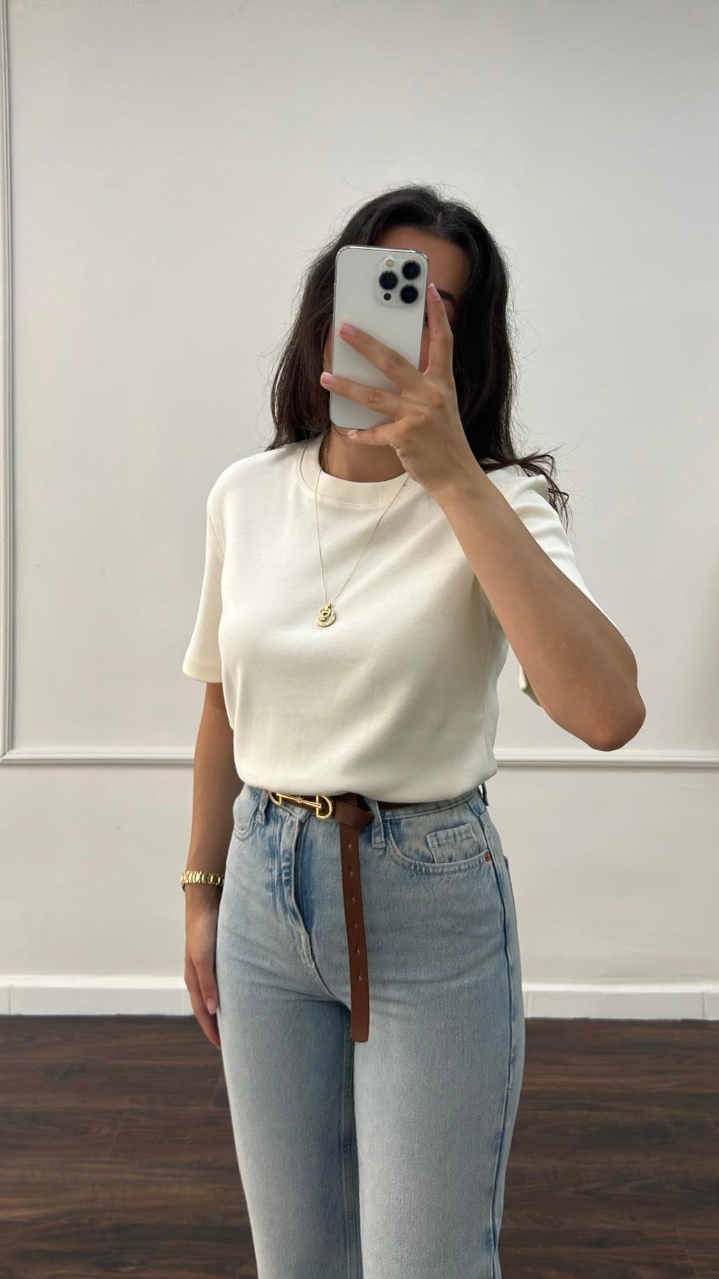 Cast Ekru Organik Pamuk Basıc Tişört