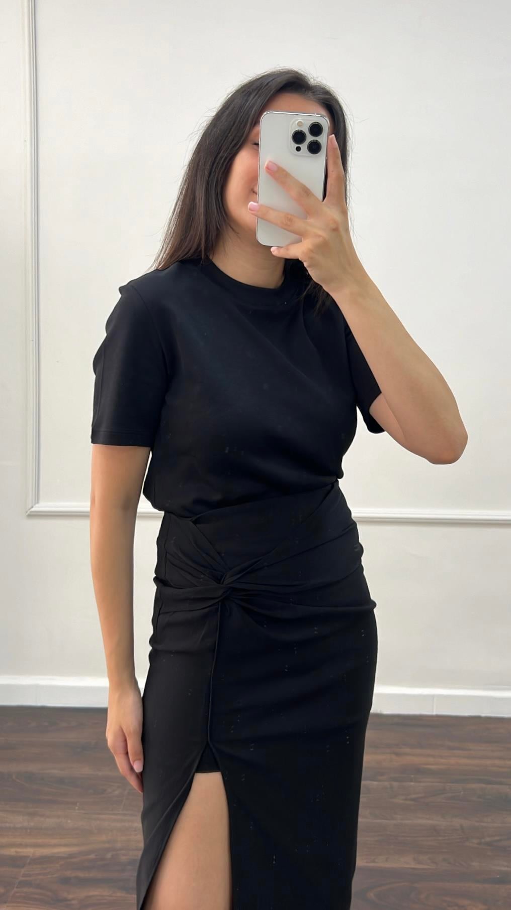 Cast Siyah Organik Pamuk Basıc Tişört