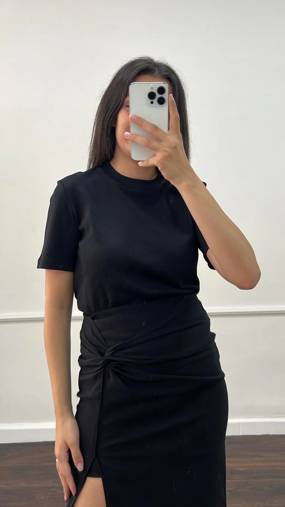 Cast Siyah Organik Pamuk Basıc Tişört