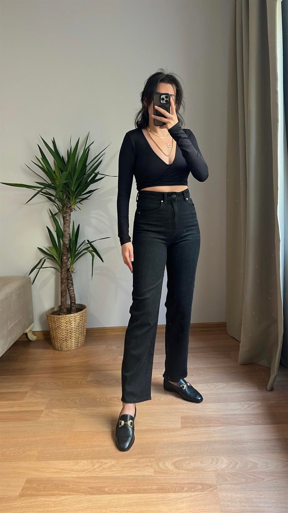 COCO SİYAH STRAİGHT JEAN