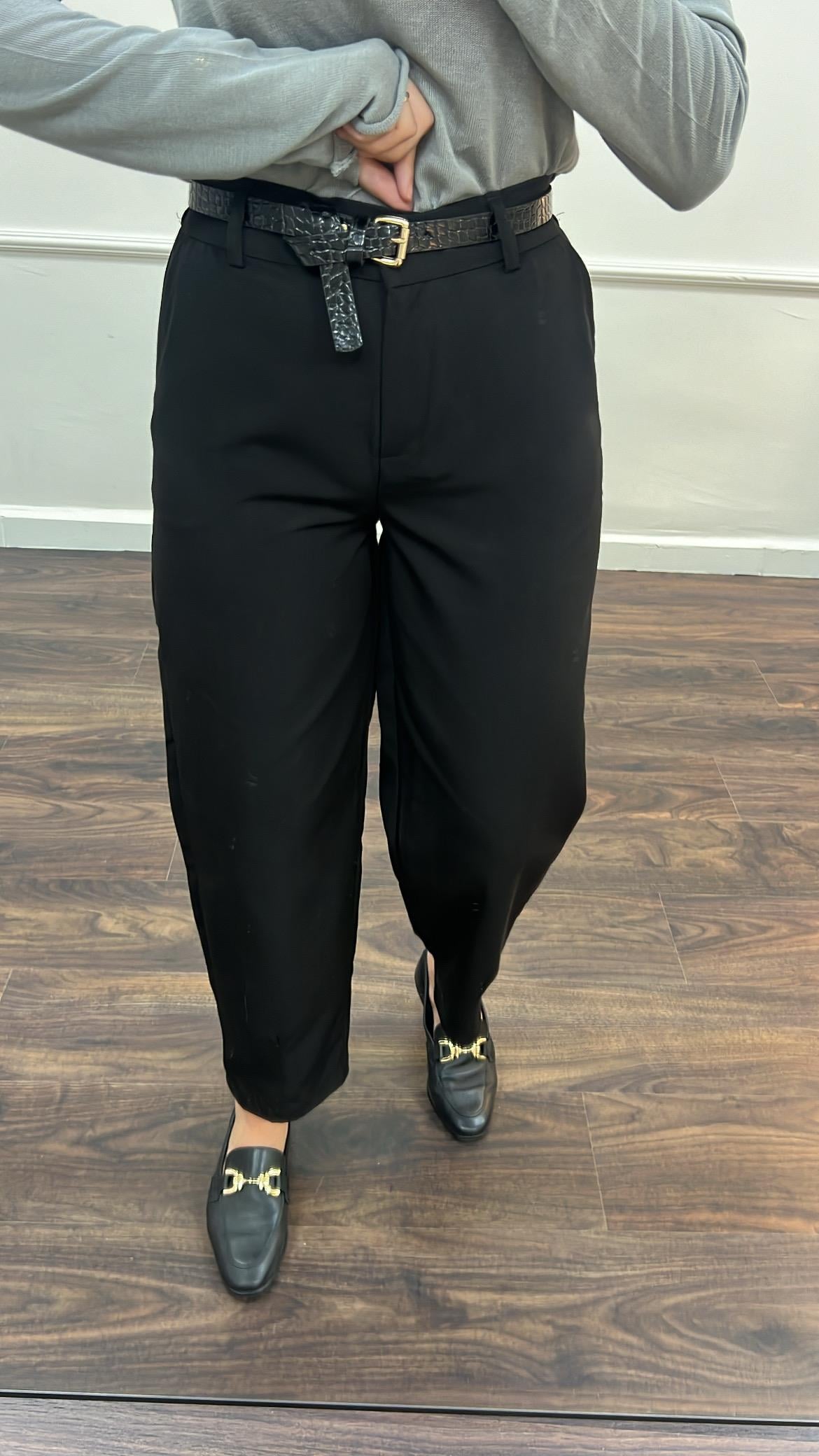 Cos Model Siyah Kemerli Poplin Pantolon