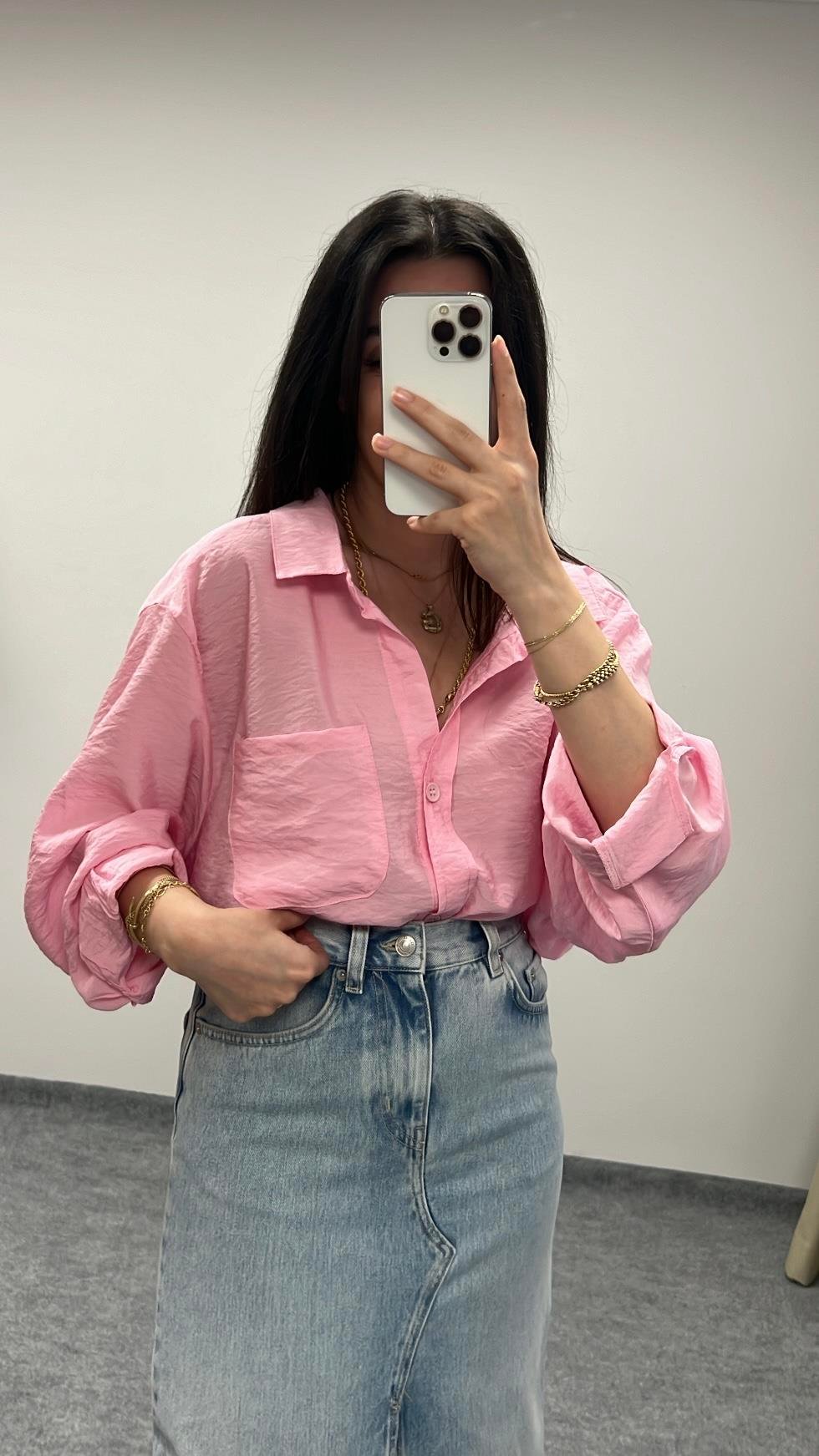 Dabi Pembe Tensel Gömlek