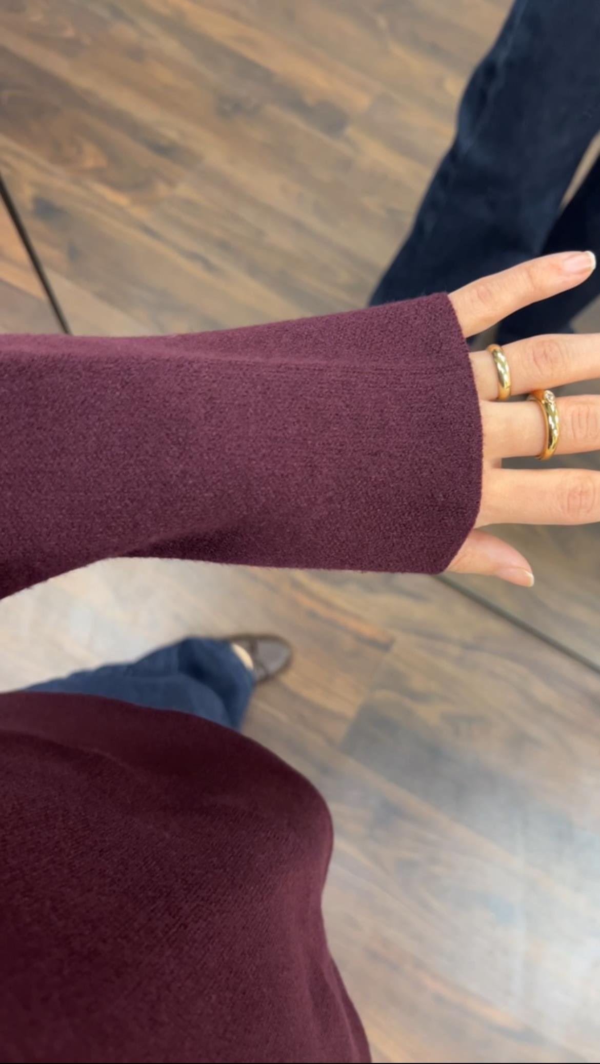 Dik Yaka Viskon Örme Çift Katlı Triko Kazak