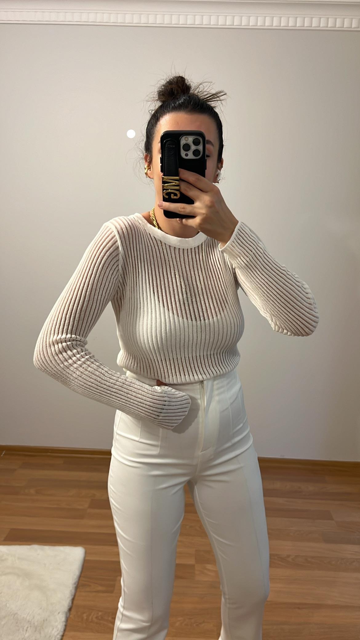 DİLVİN BEYAZ TRANSPARAN TRİKO 