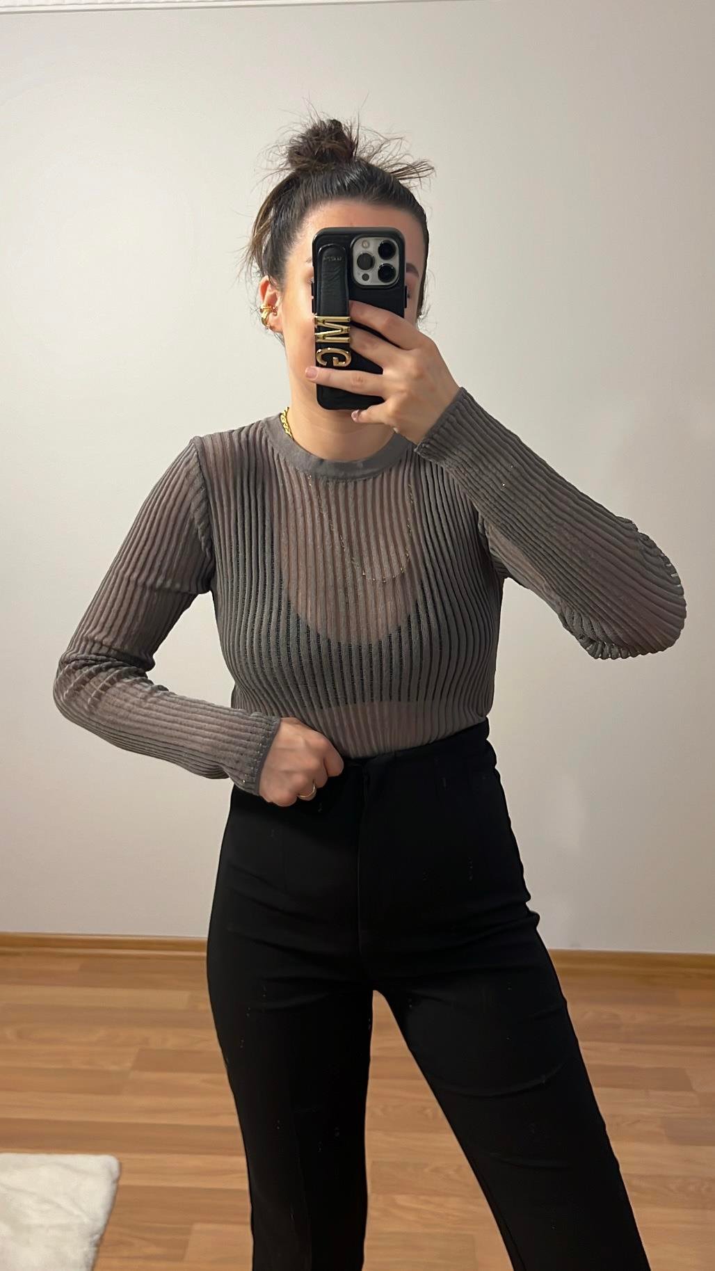 DİLVİN GRİ TRANSPARAN TRİKO