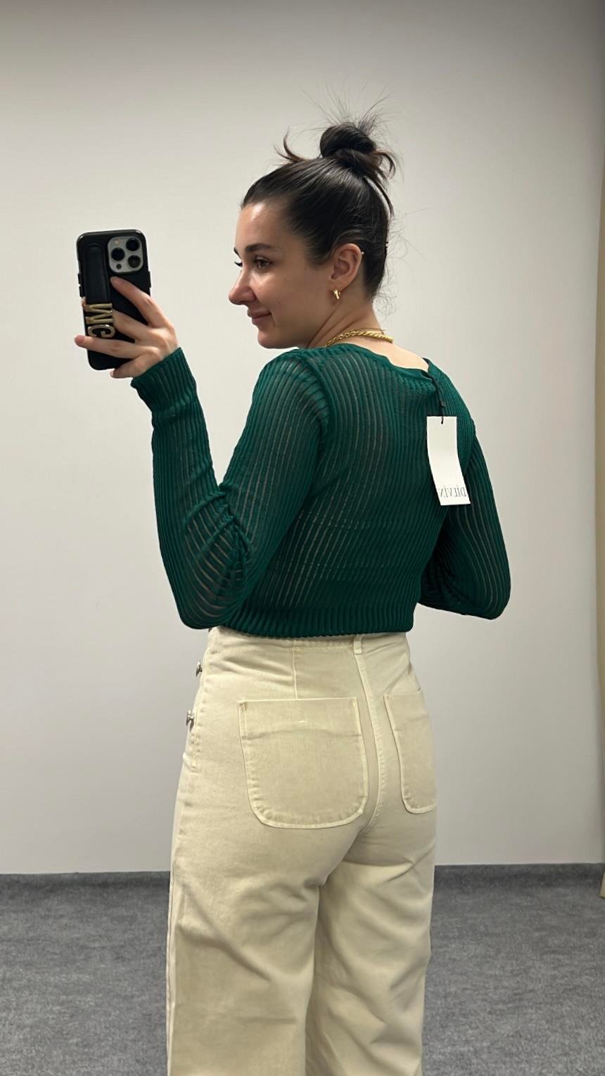 DİLVİN YEŞİL TRANSPARAN TRİKO