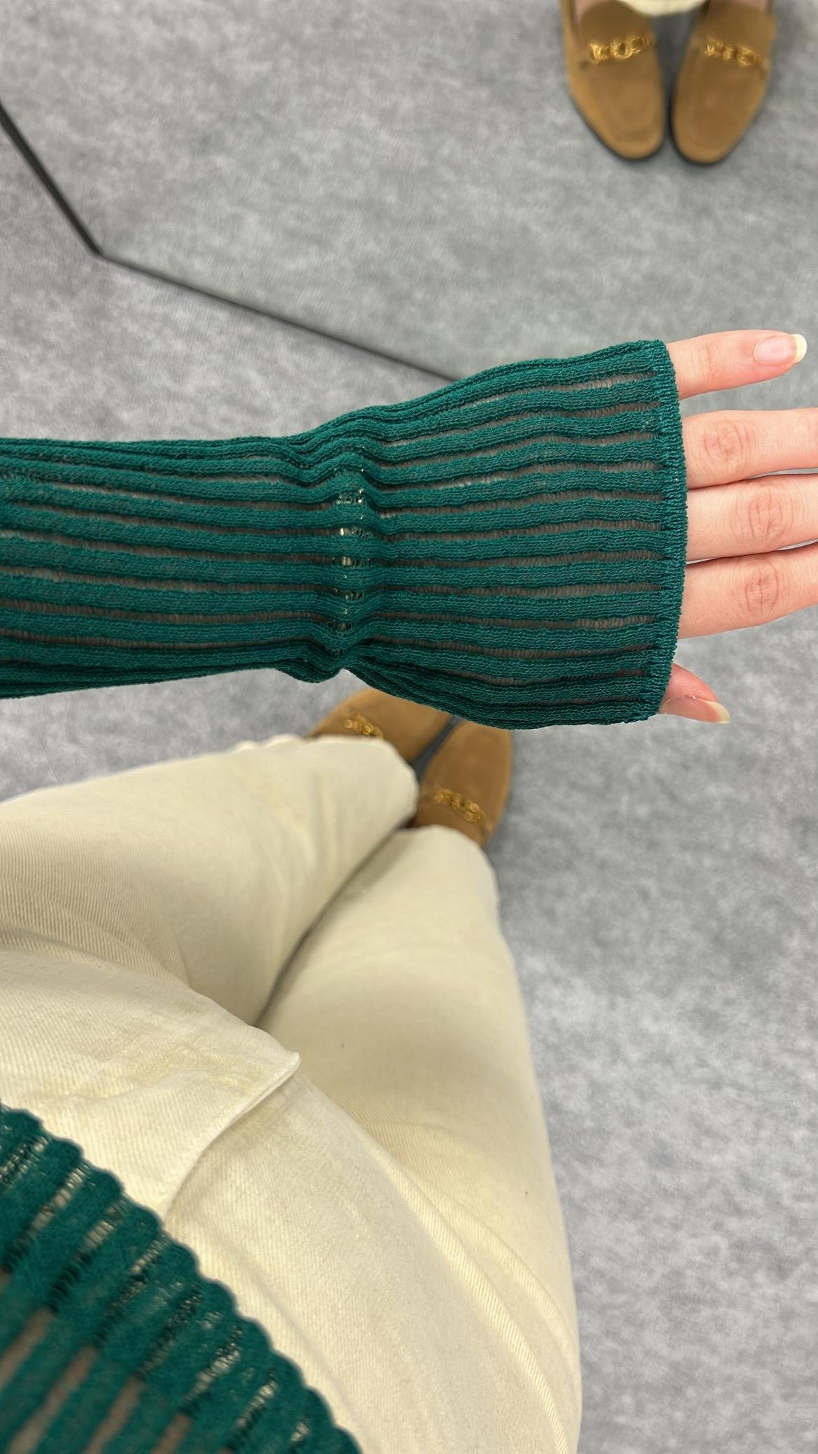 DİLVİN YEŞİL TRANSPARAN TRİKO