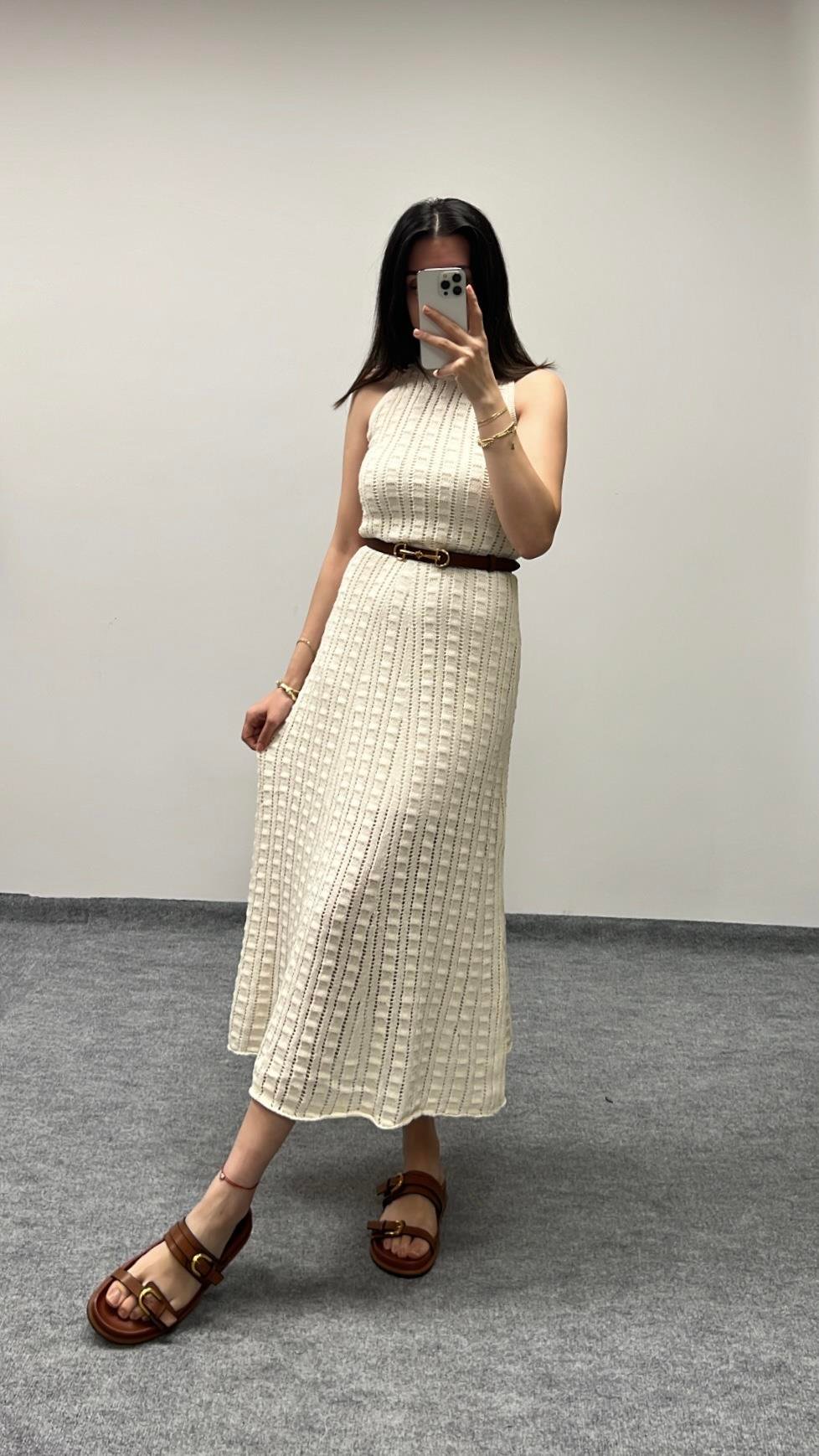 Diva Ekru Triko Elbise