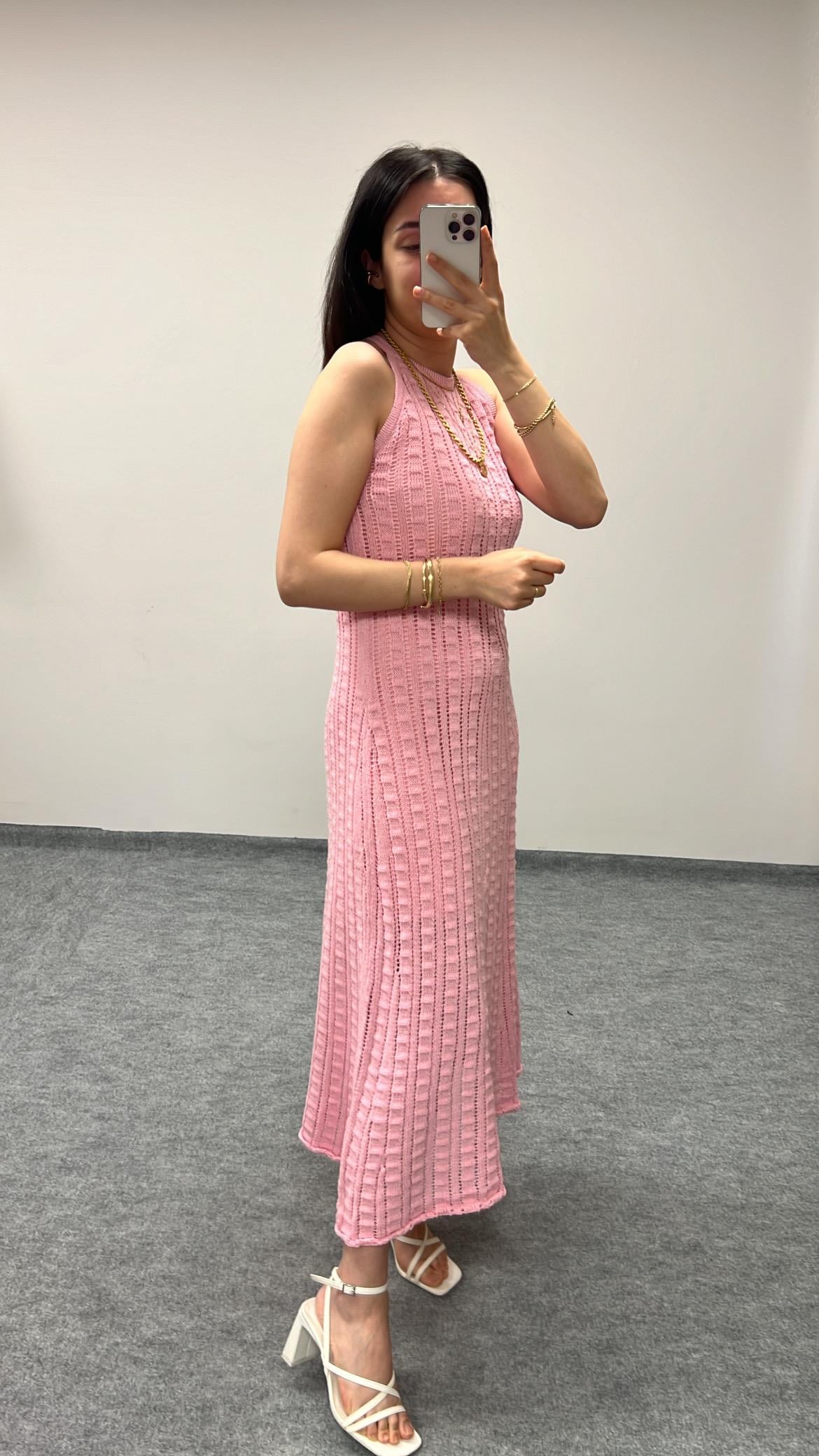 Diva Pembe Triko Elbise