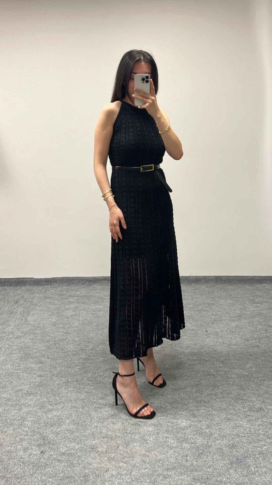 Diva Siyah Triko Elbise