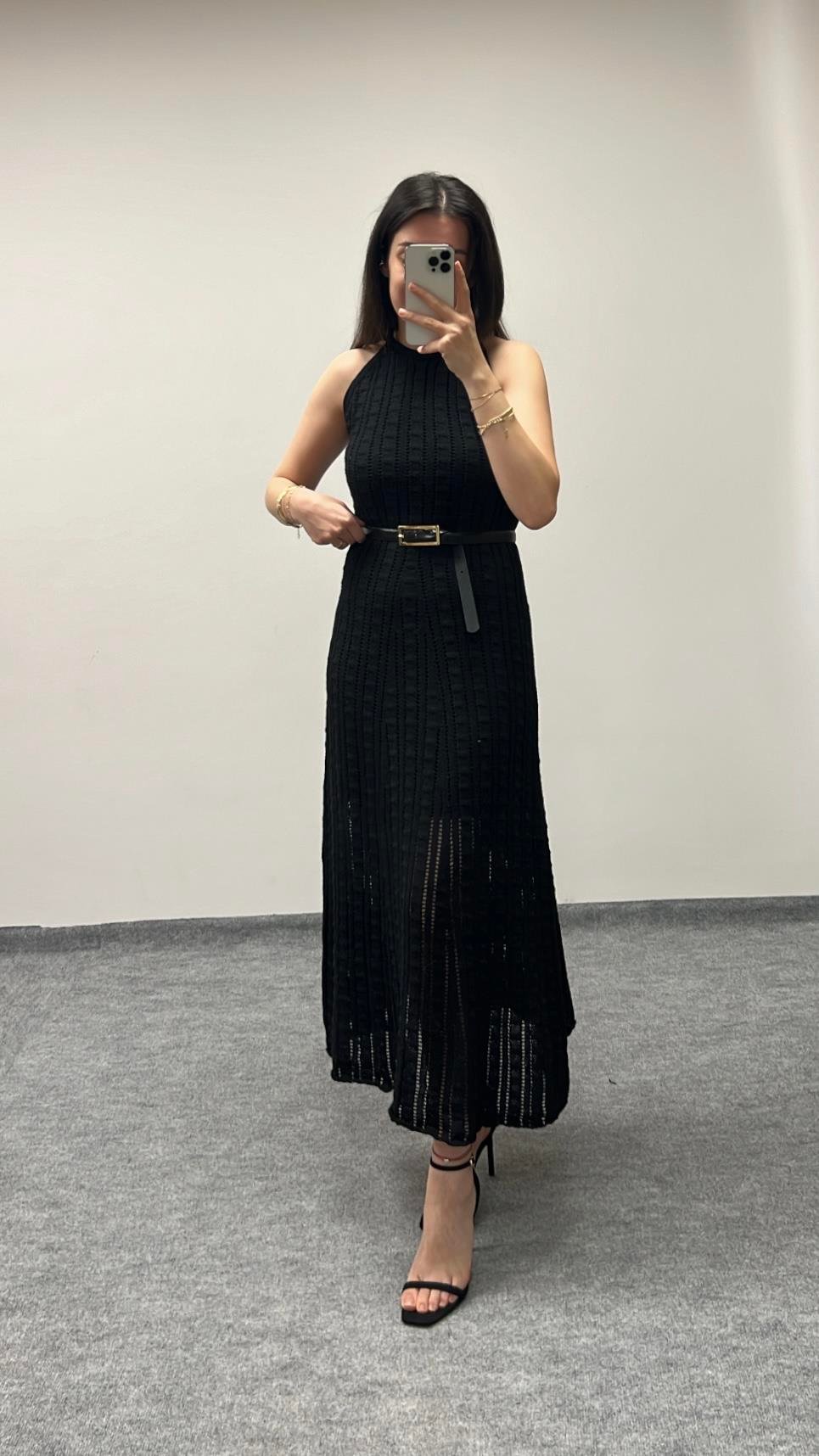 Diva Siyah Triko Elbise