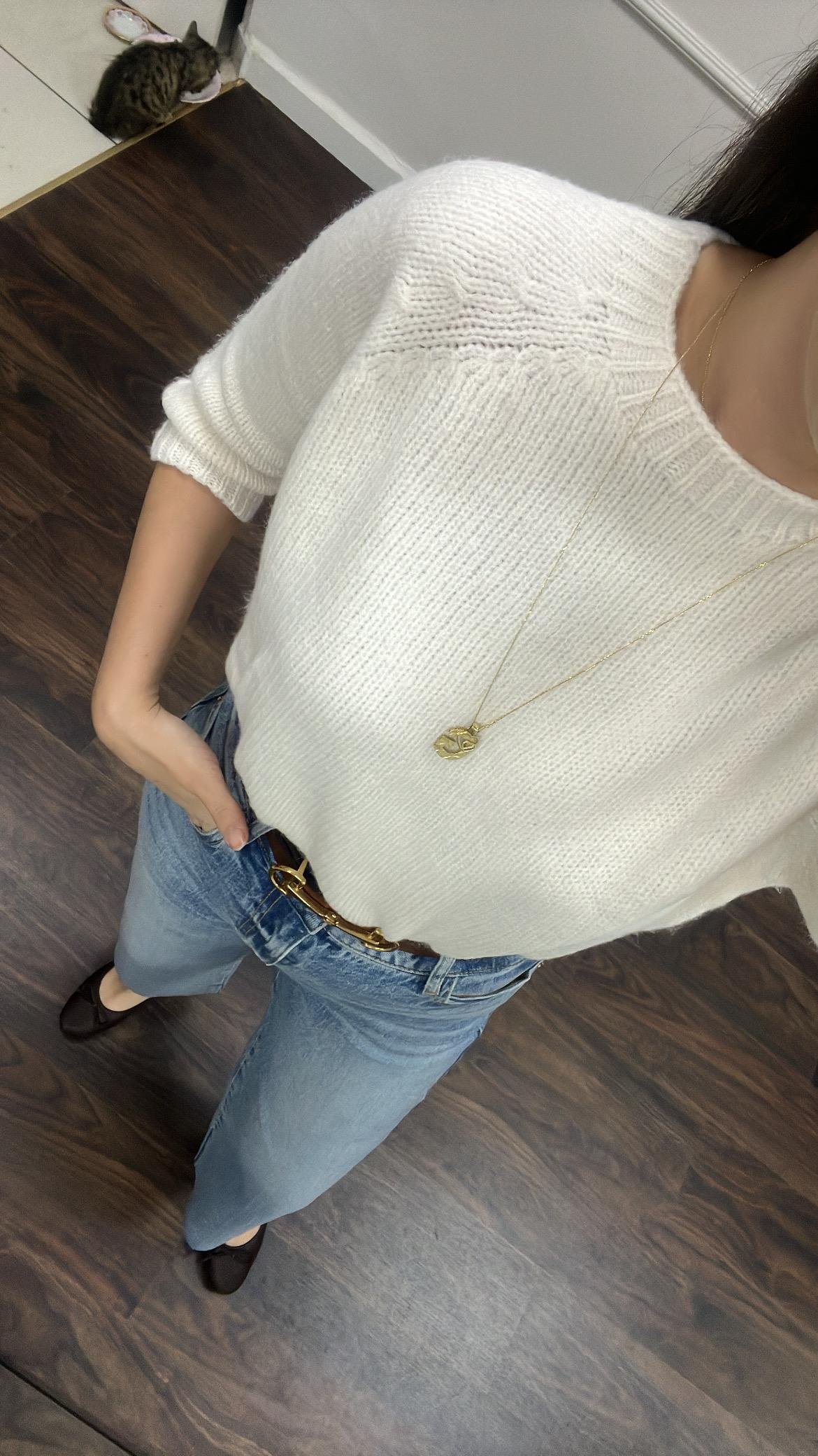 Ekru Fakir Kol Basıc Triko Bluz