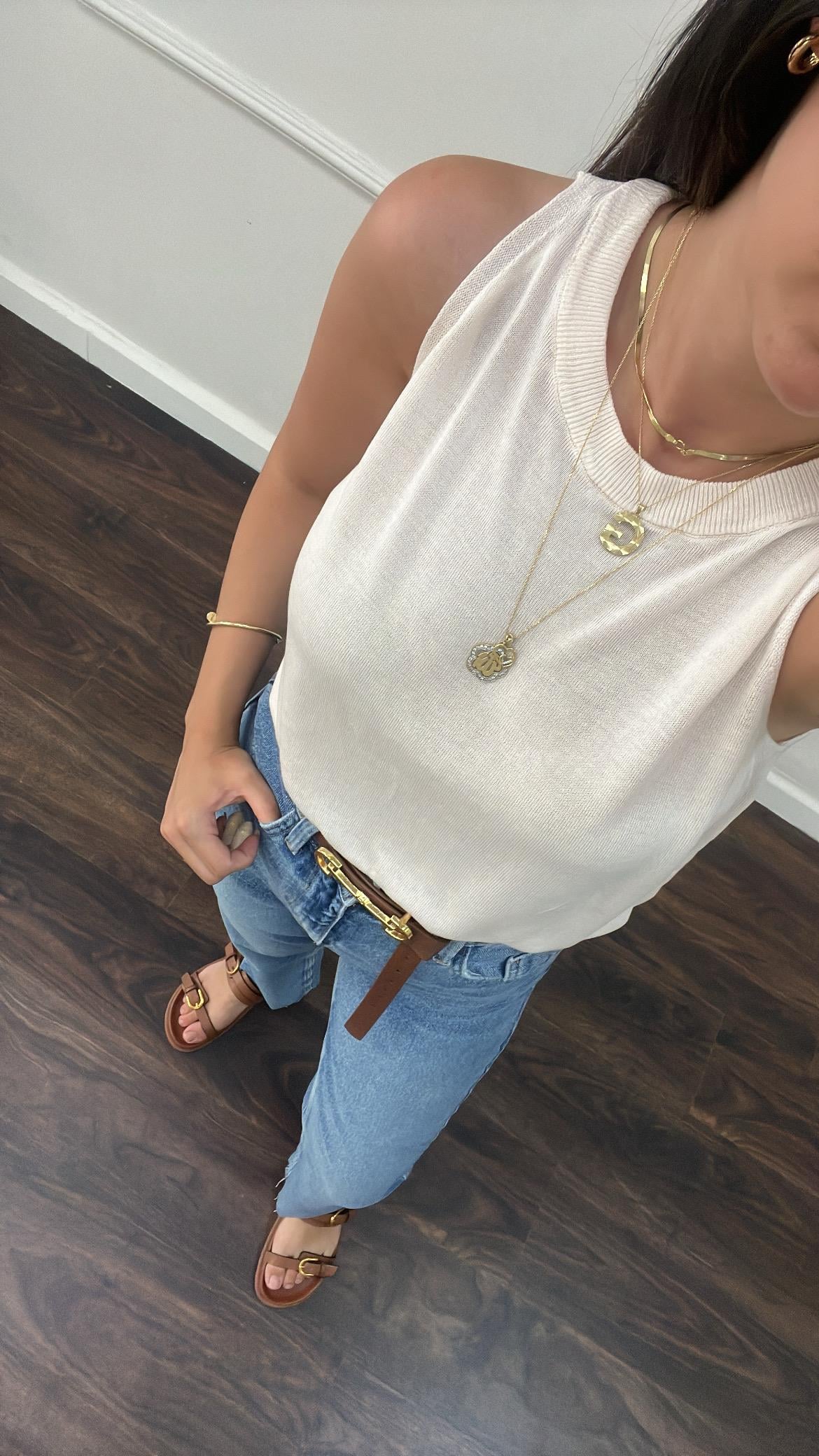 Ekru Örme %100 Viskon Halter Yaka Triko Bluz