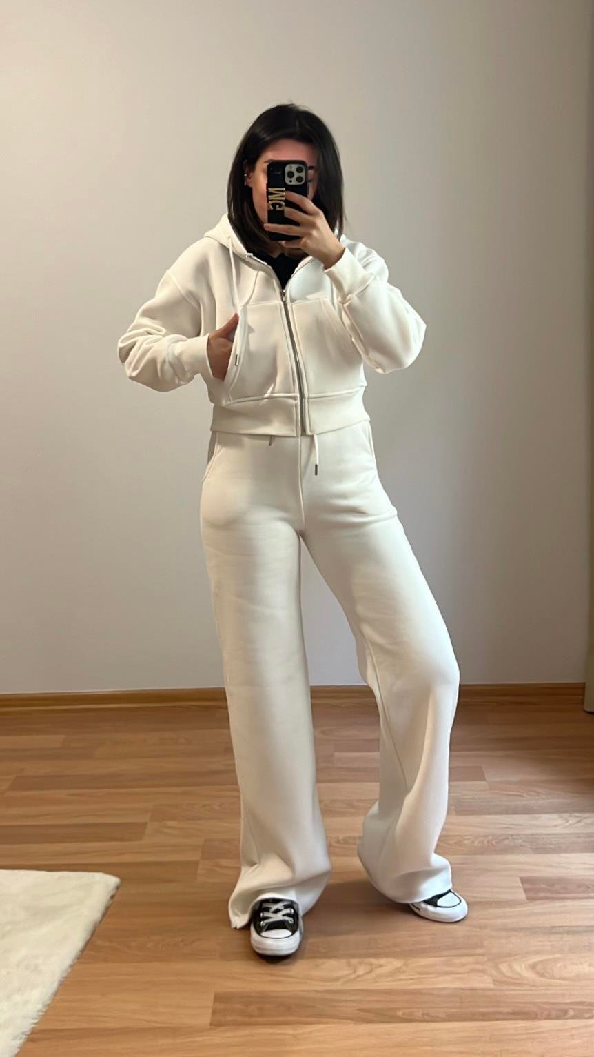 EKRU PAMUKLU SWEAT PALAZZO TAKIM