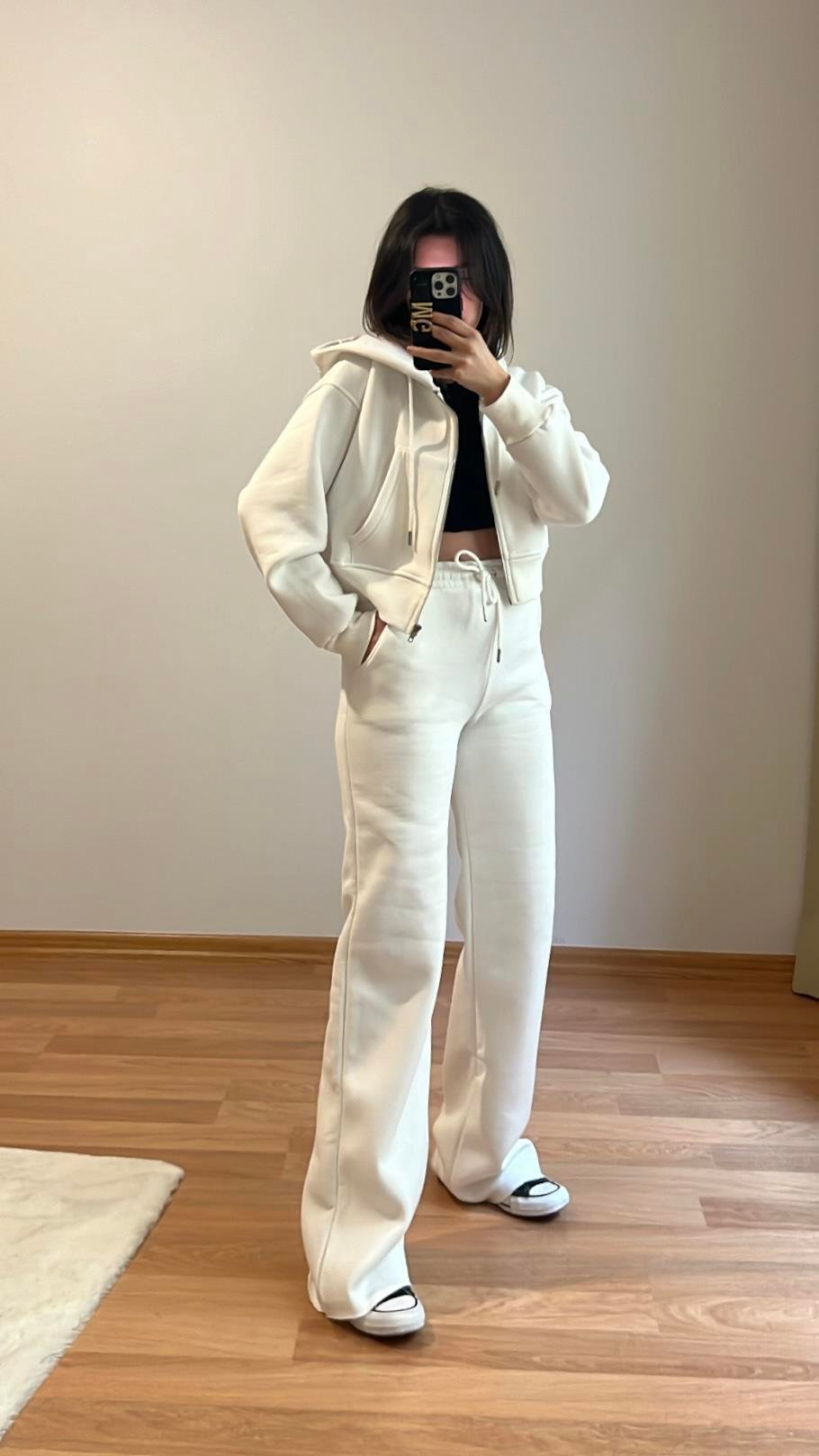 EKRU PAMUKLU SWEAT PALAZZO TAKIM