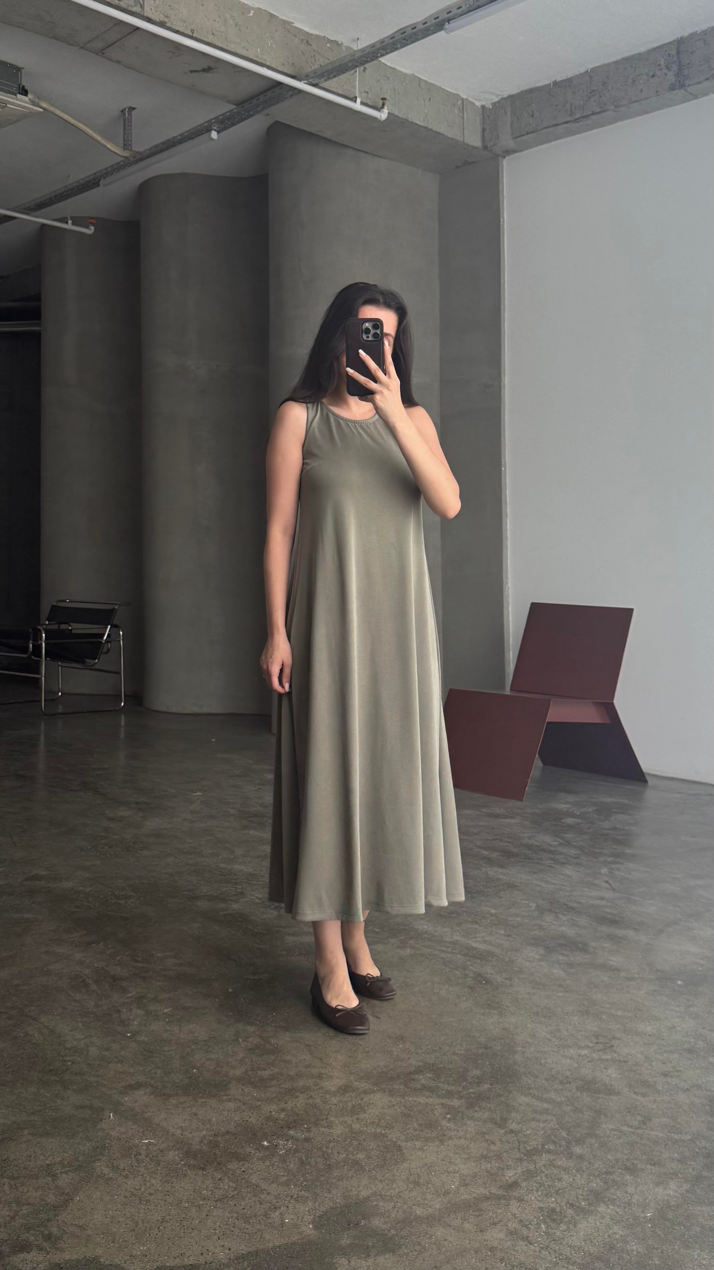 FOW Haki Modal Basic Midi Boy Elbise