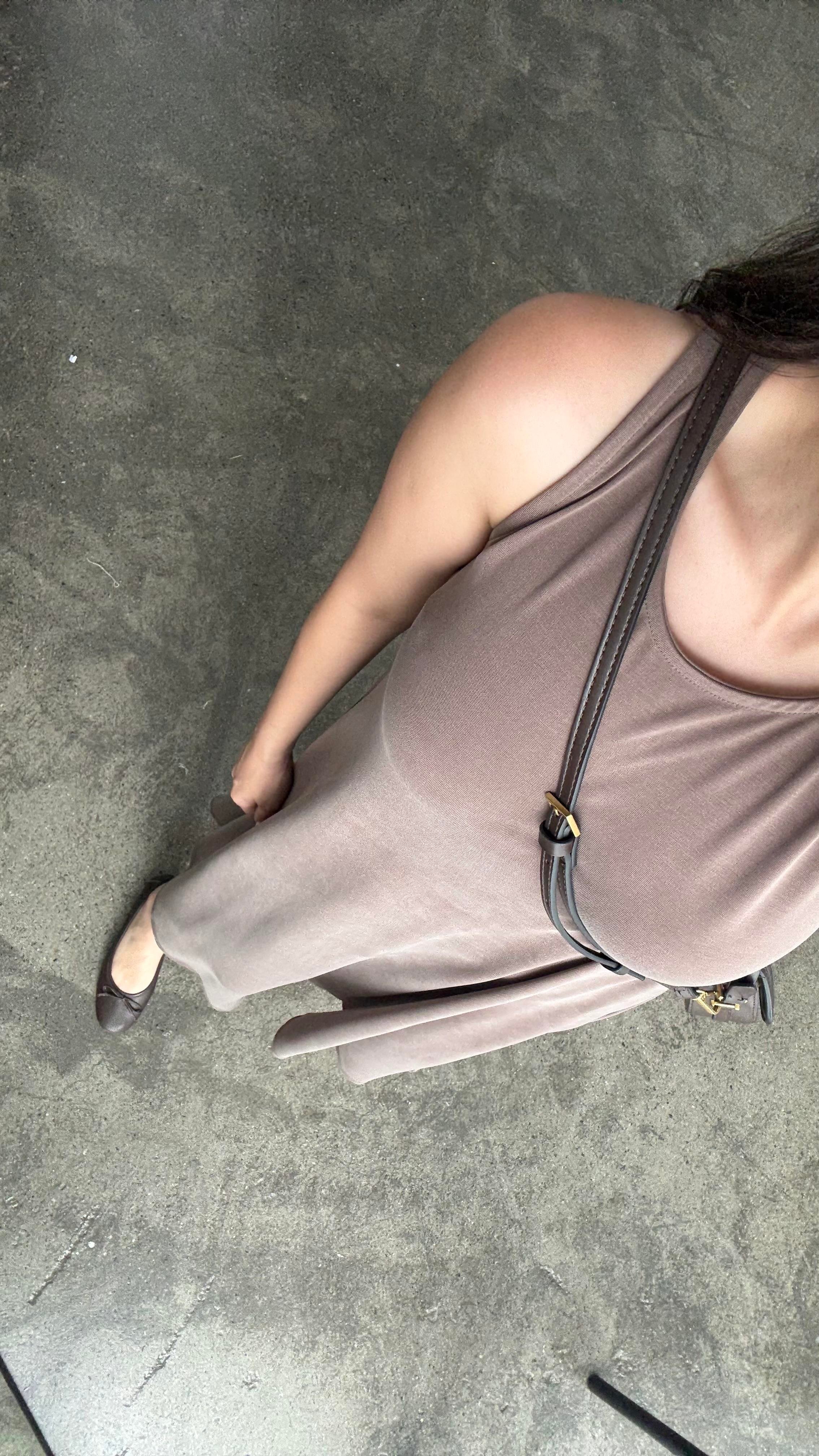 FOW Kahve Modal Basic Midi Boy Elbise