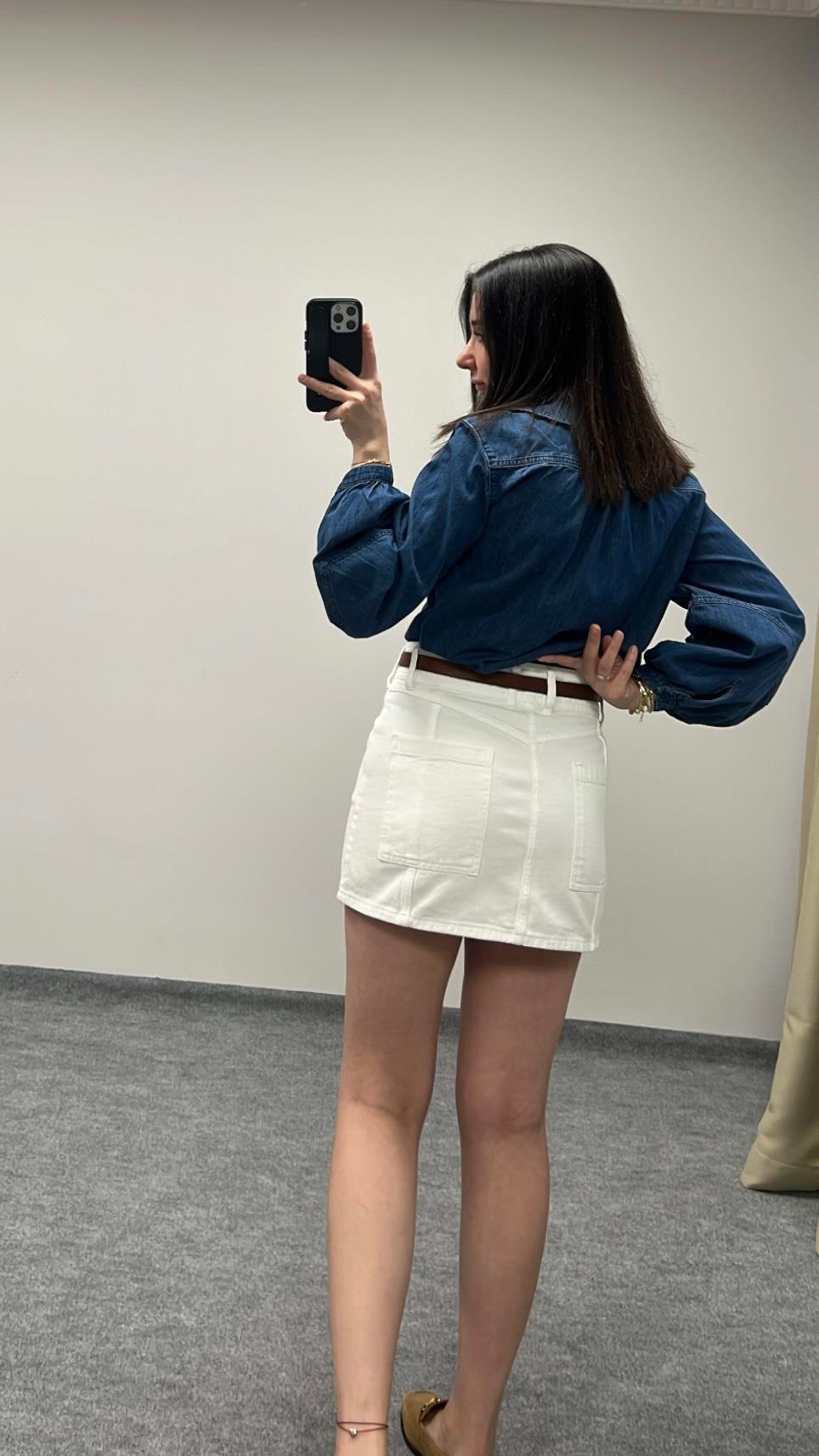 Go Beyaz Mini Denim Etek