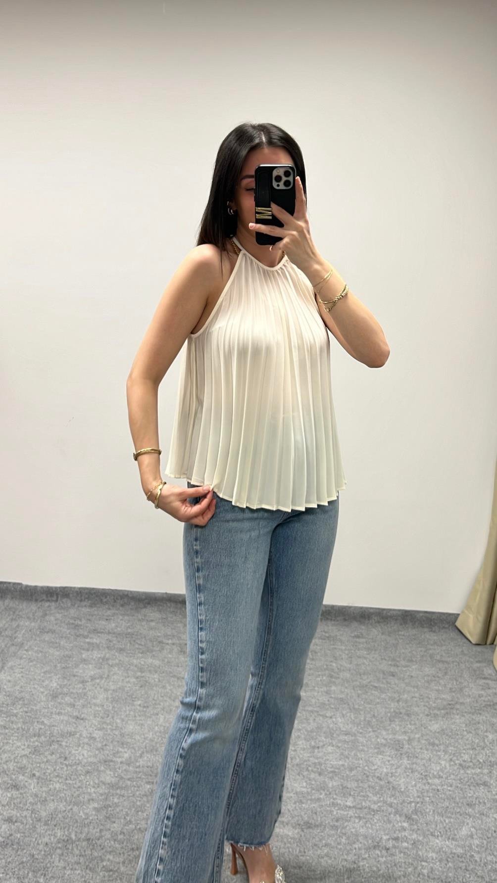 Go Halter Yaka Pilili Bluz