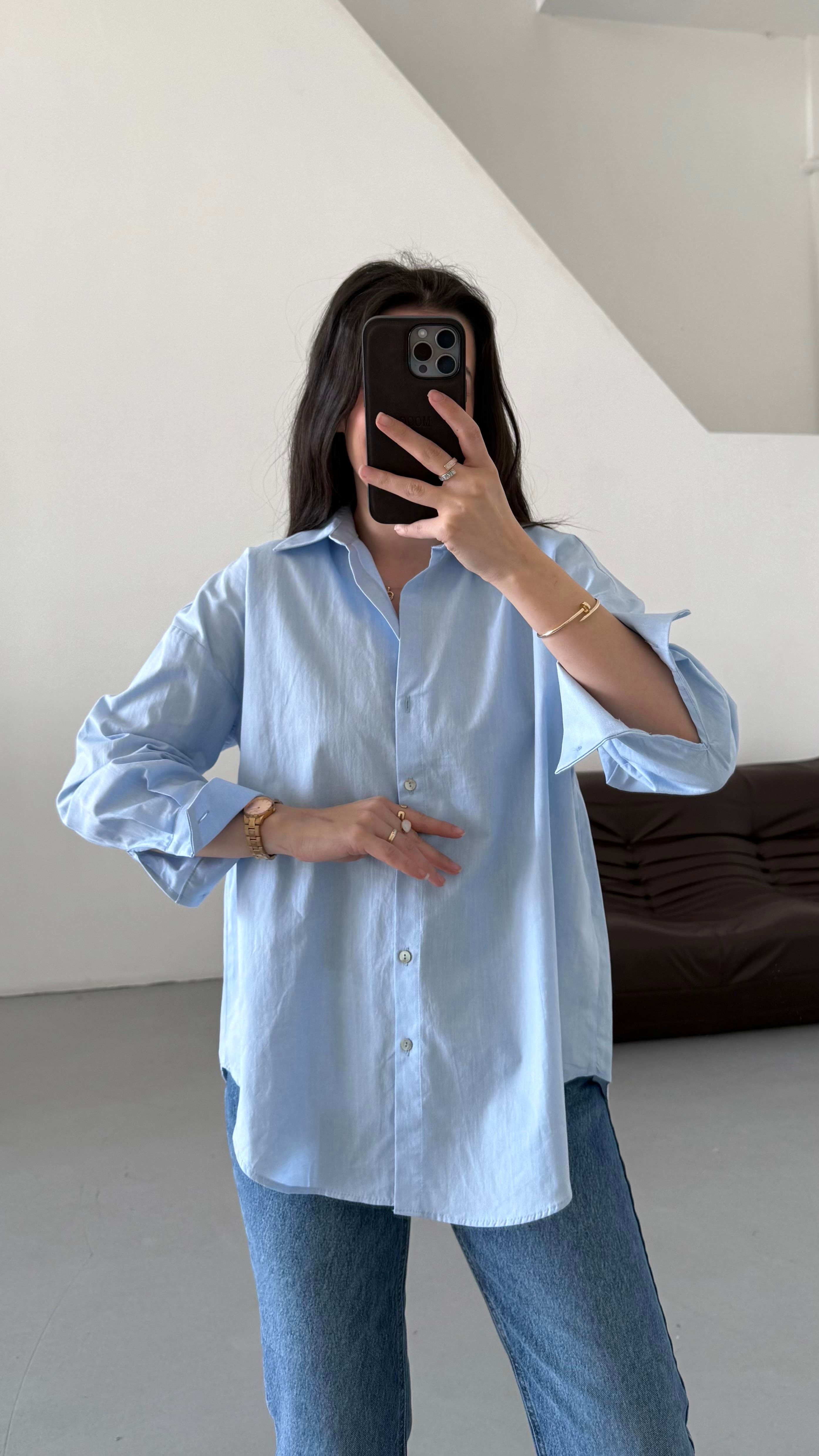 Go Mavi Pamuklu Gömlek