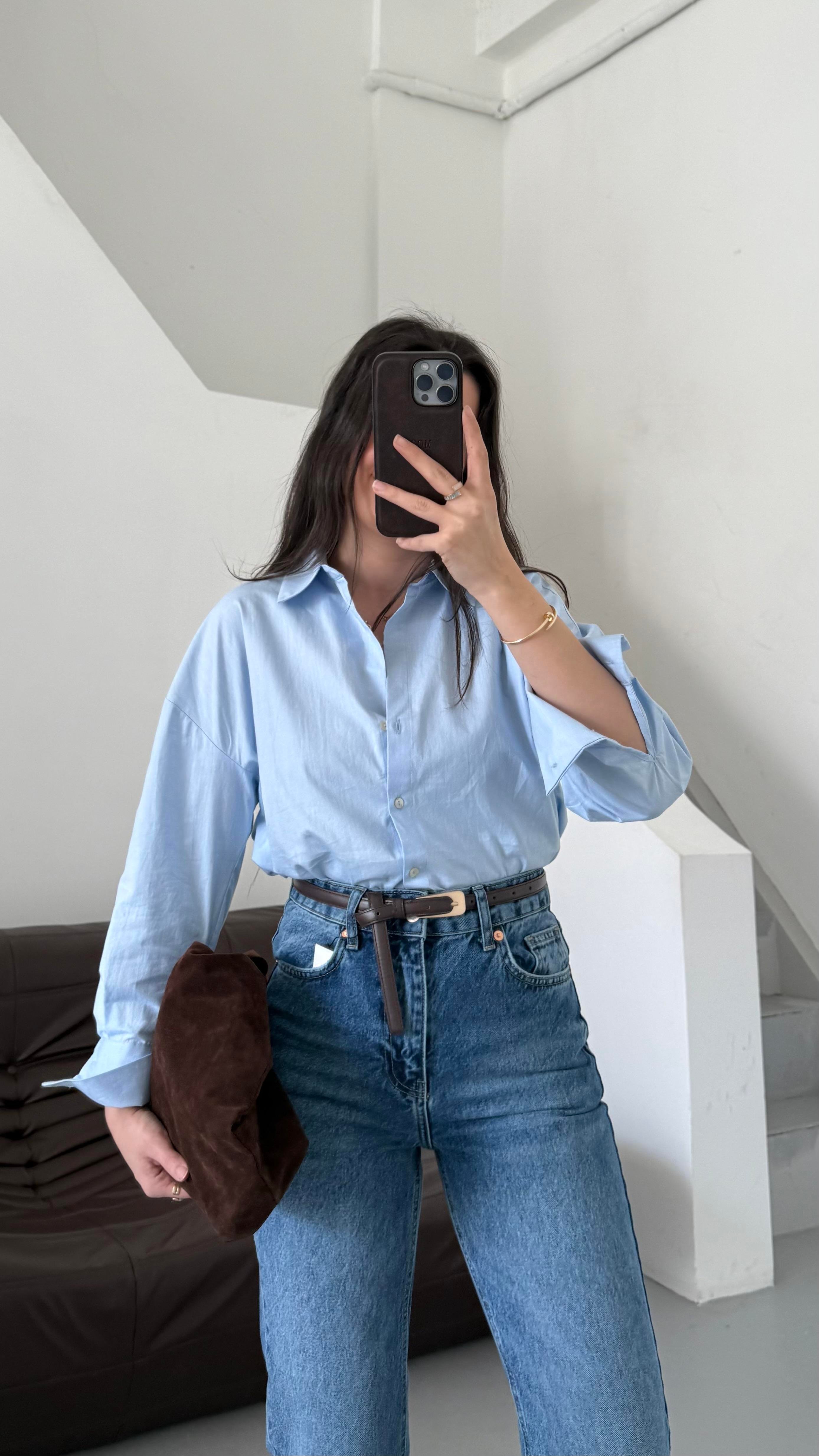 Go Mavi Pamuklu Gömlek