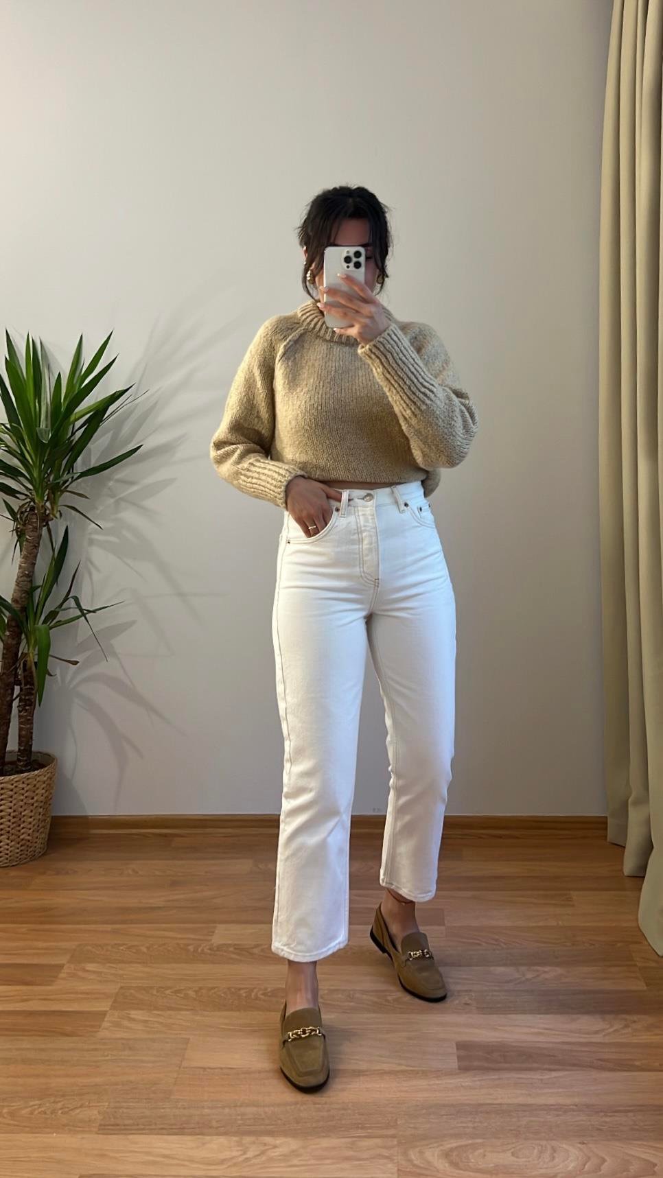 GO STRAİGHT EKRU JEAN