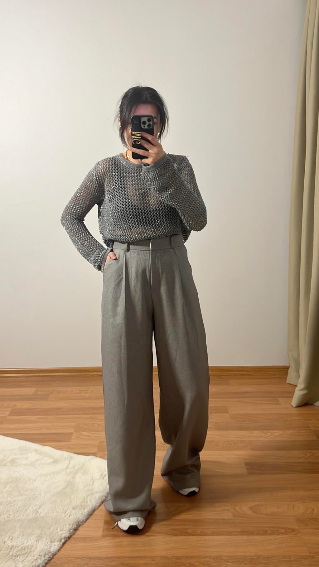 GRİ AJURLU SİMLİ TRİKO