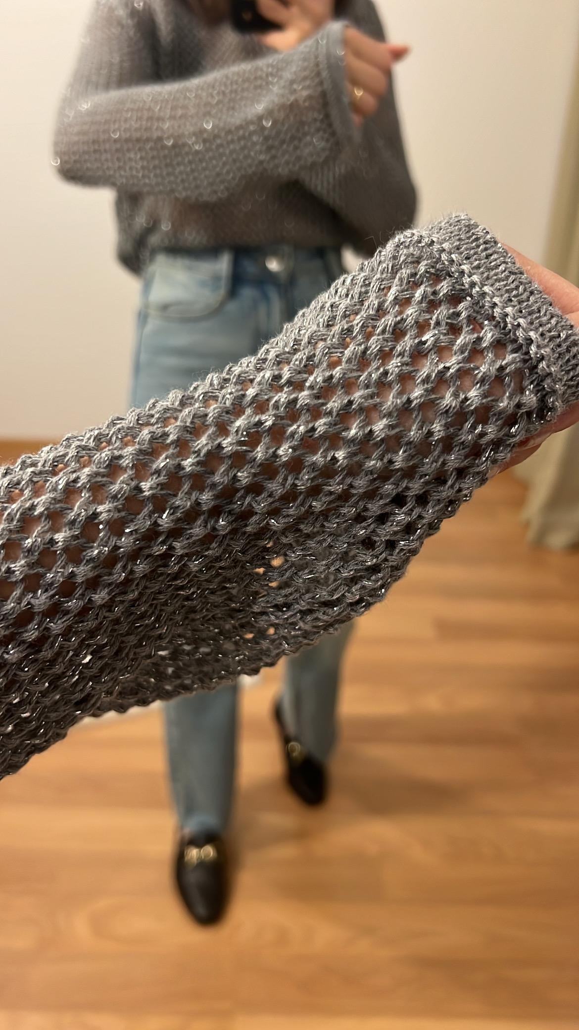 GRİ AJURLU SİMLİ TRİKO