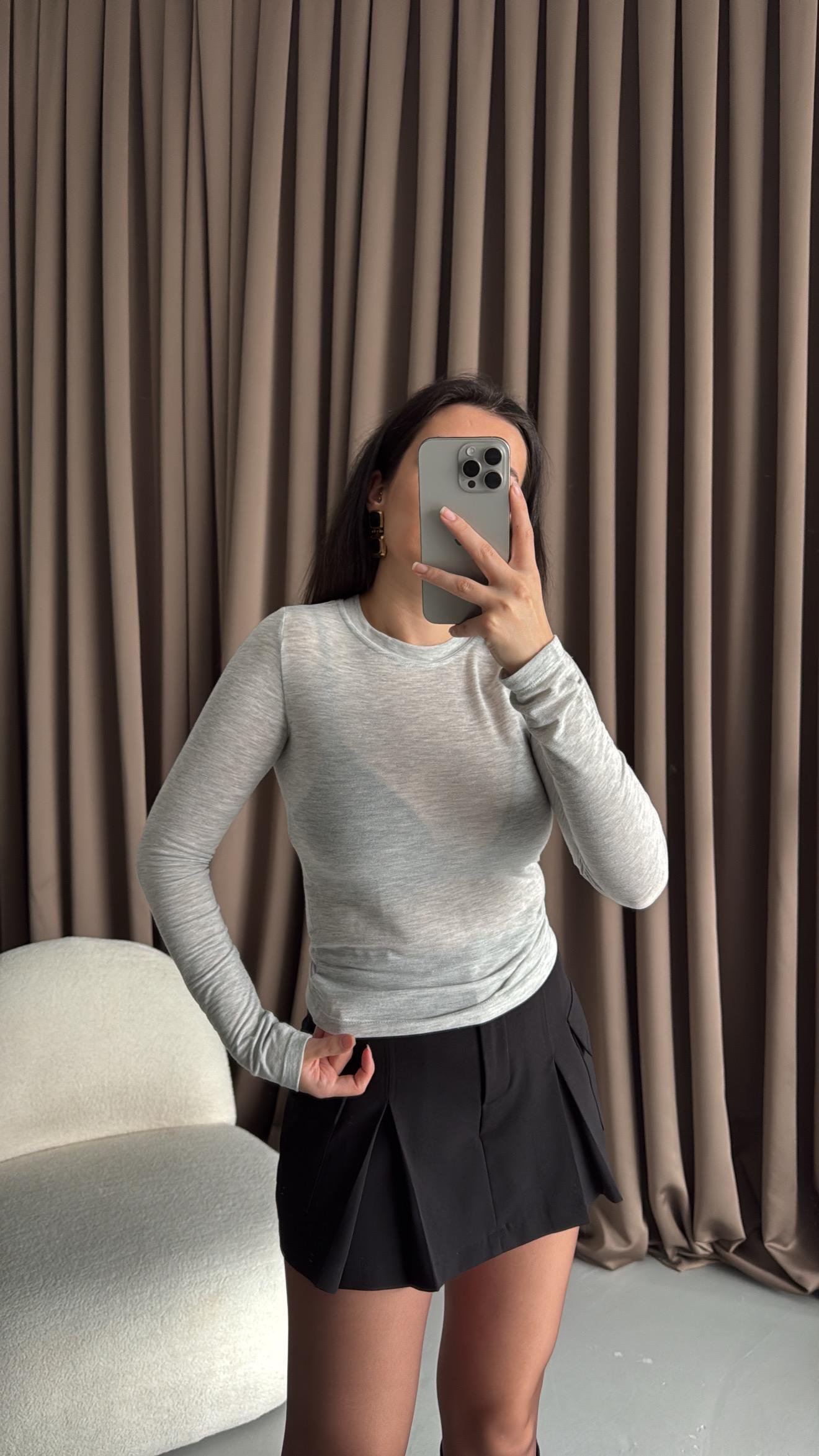 Gri Basıc Transparan Body 