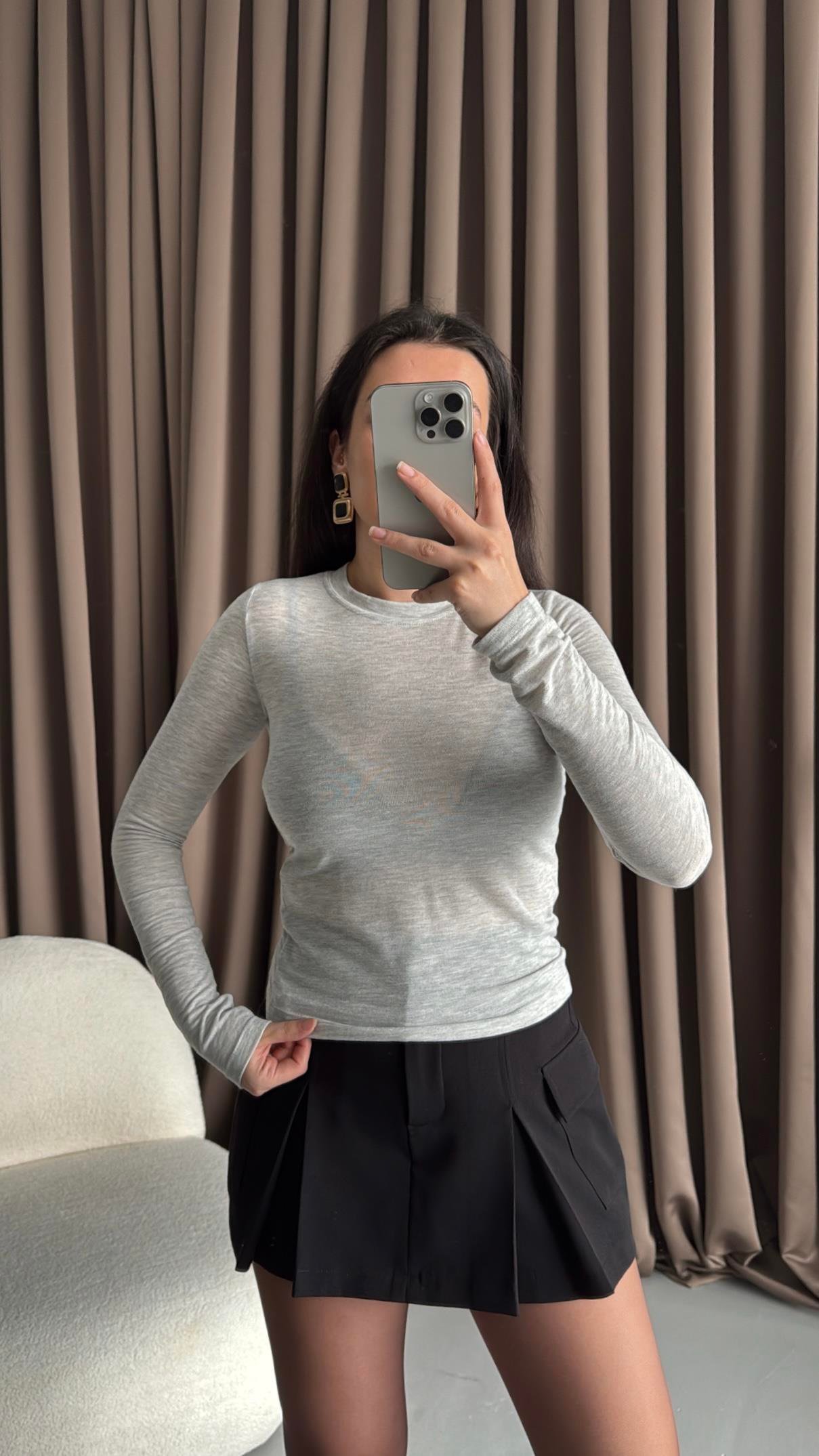 Gri Basıc Transparan Body 