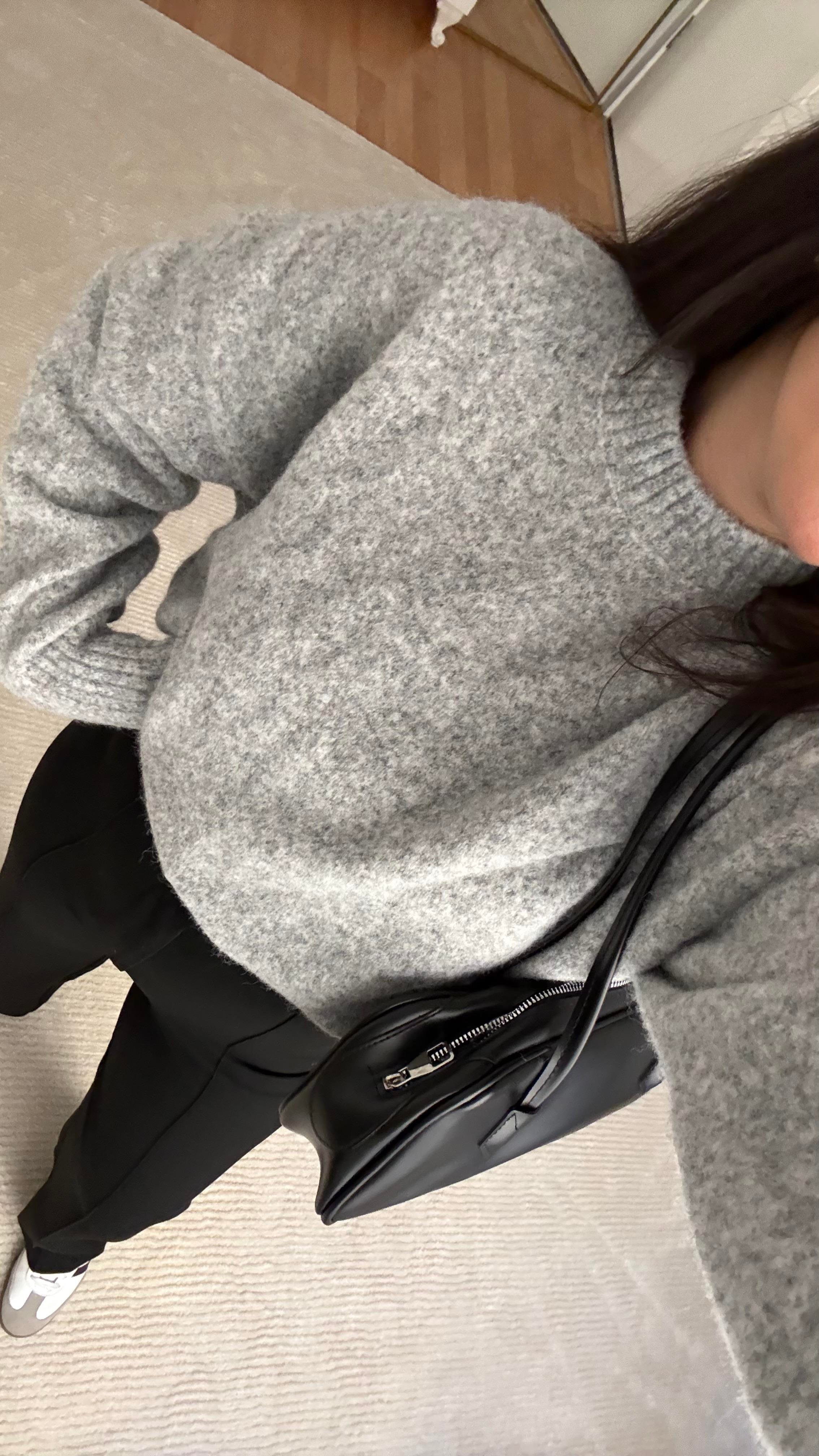 Gri Oversize Basıc Kazak