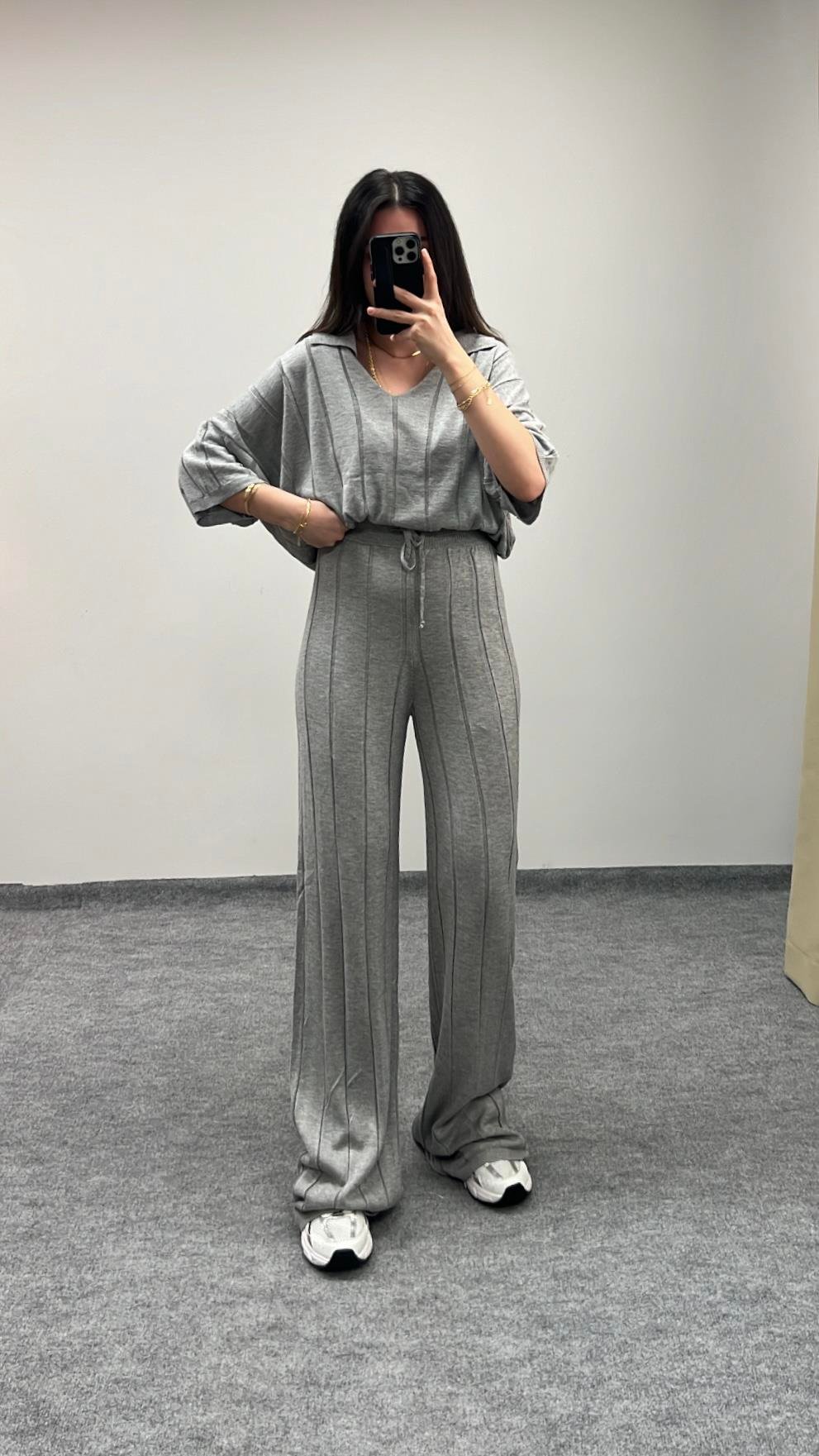 Gri Triko Basıc/Palazzo Takım