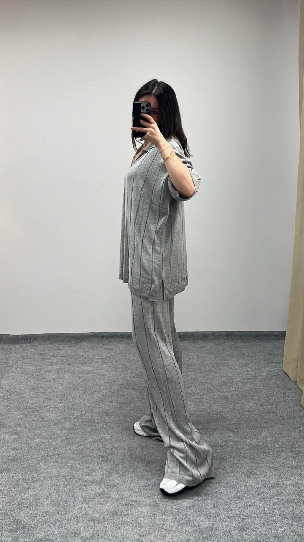 Gri Triko Basıc/Palazzo Takım