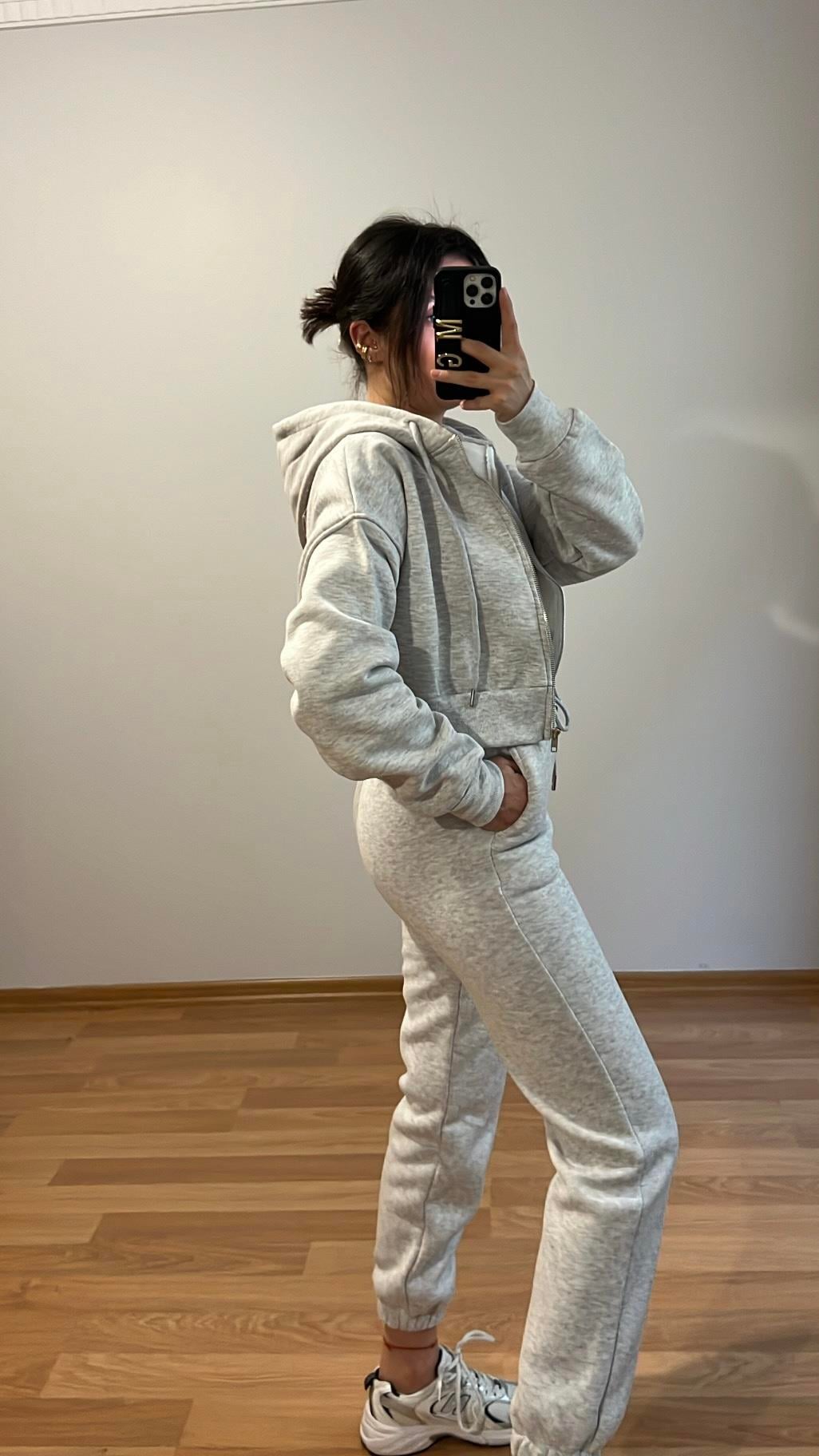 GRİ ÜÇ İPLİK ŞARDONLU JOGGER