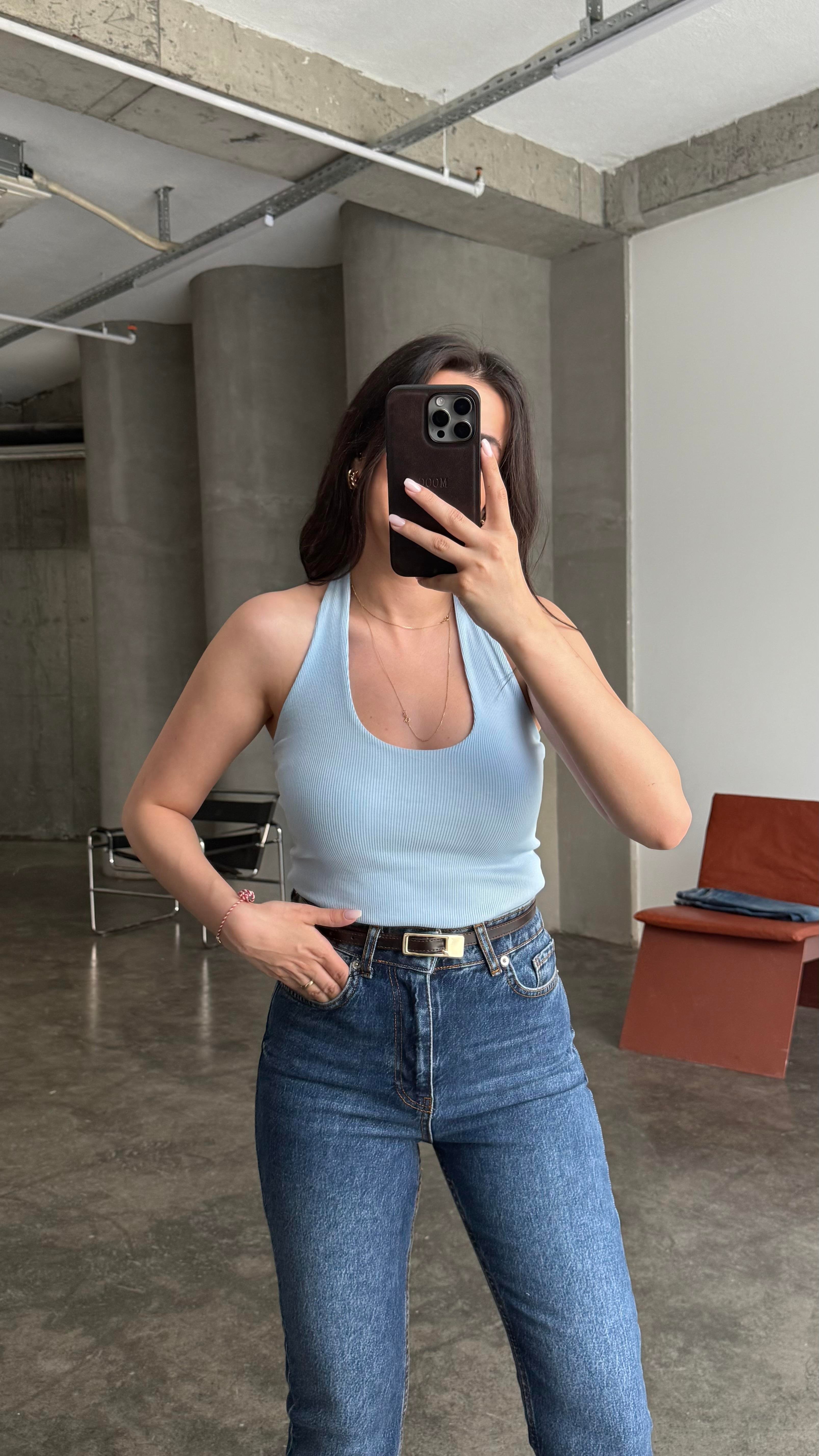 Halter Yaka Soft Mavi